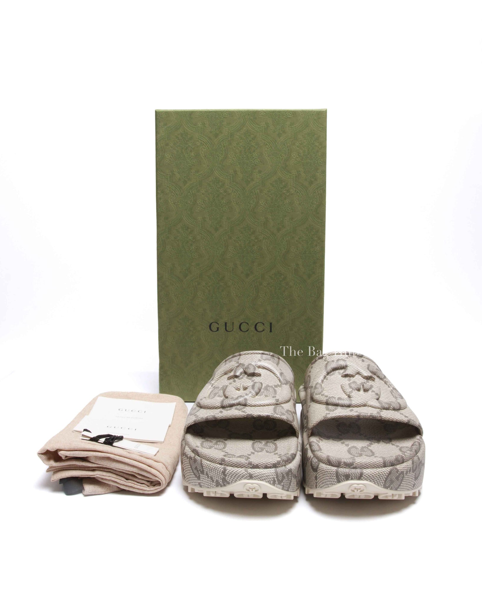 Gucci Beige Rubber Interlocking Sandals Size 38