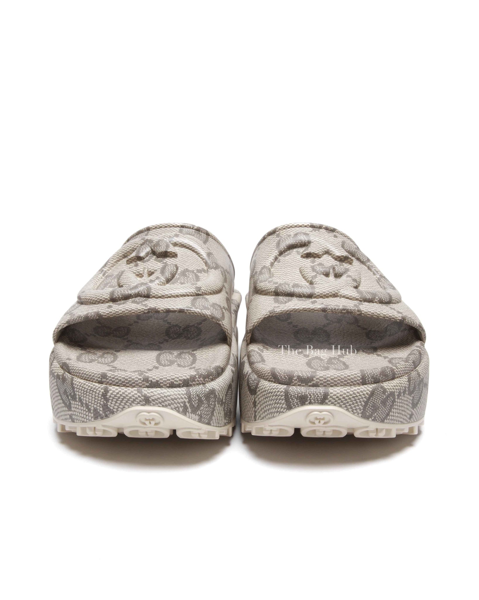 Gucci Beige Rubber Interlocking Sandals Size 38