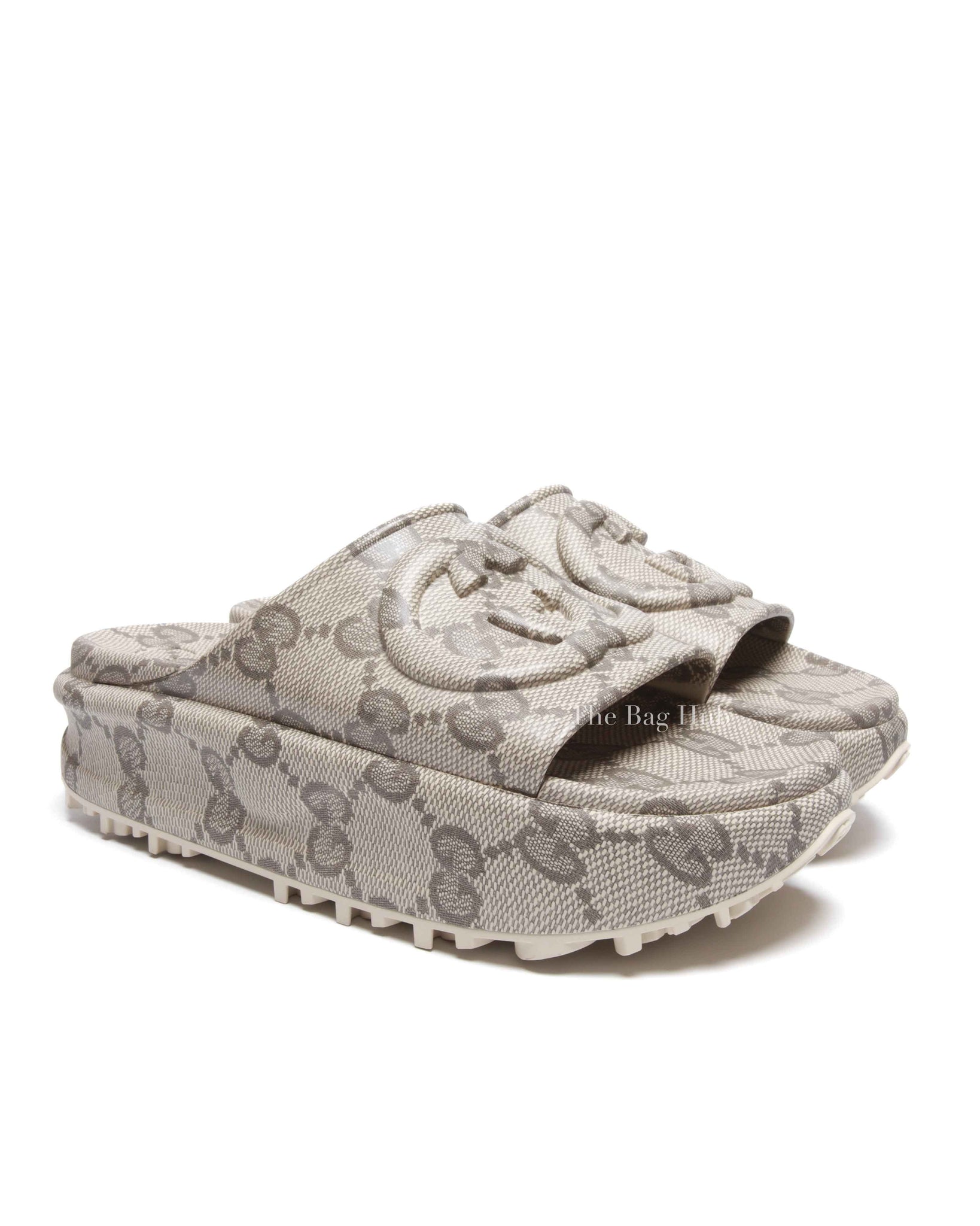 Gucci Beige Rubber Interlocking Sandals Size 38