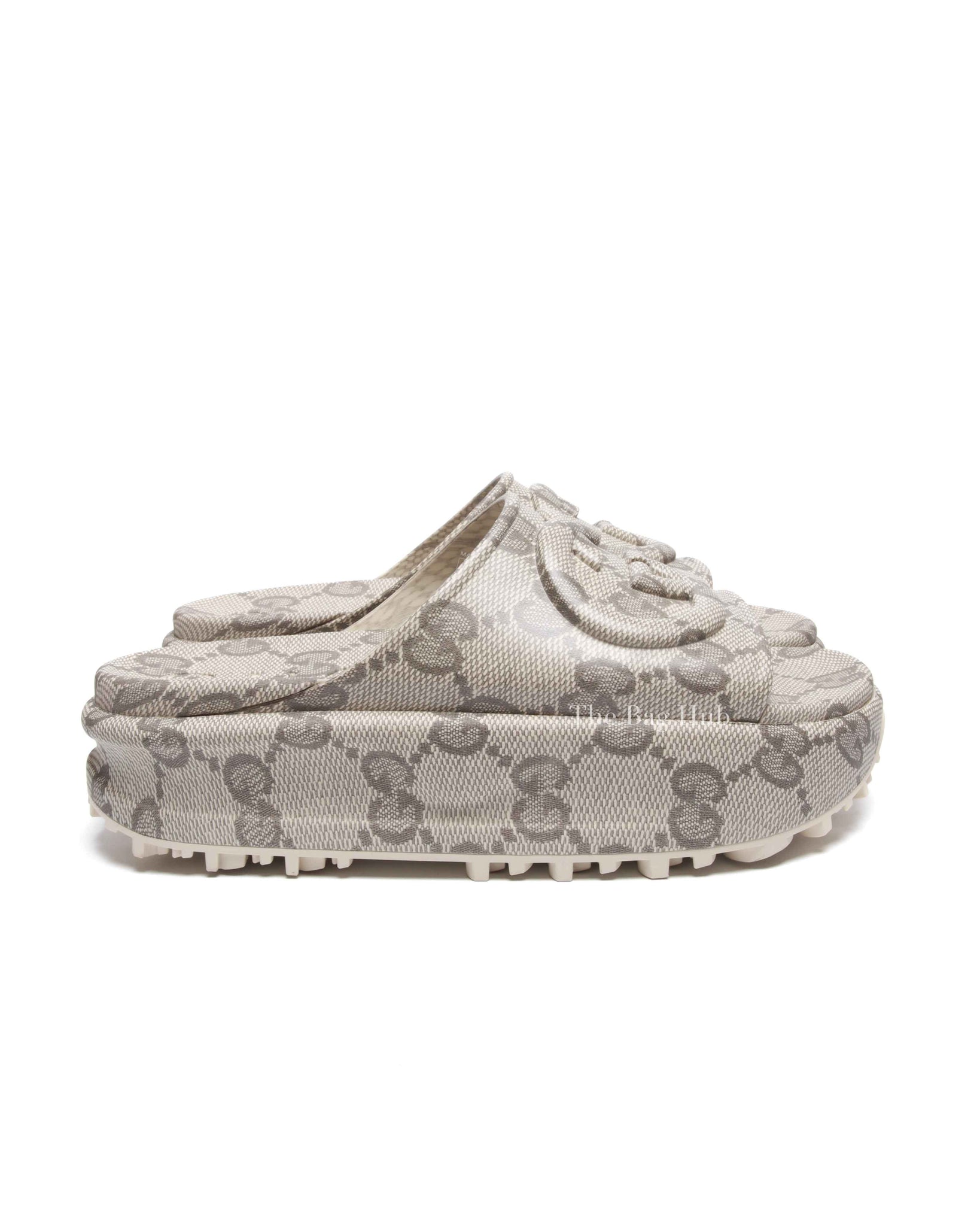 Gucci Beige Rubber Interlocking Sandals Size 38