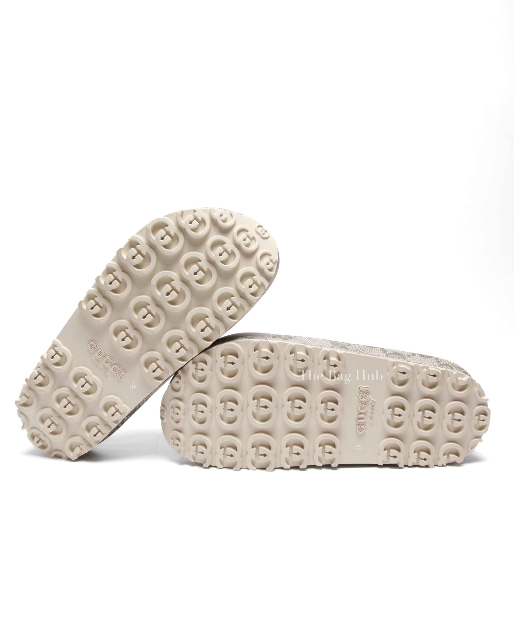 Gucci Beige Rubber Interlocking Sandals Size 38