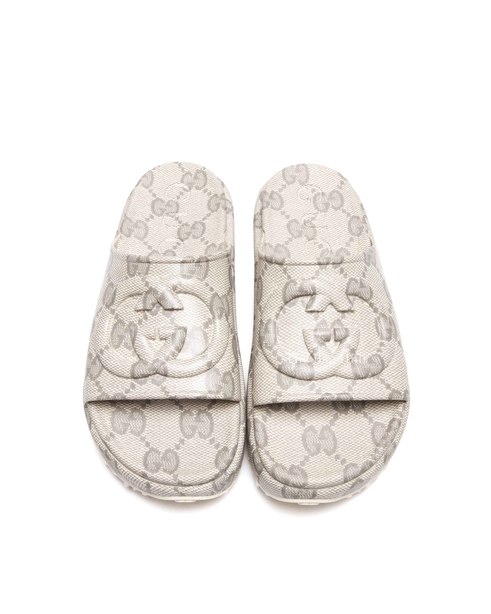 Gucci Beige Rubber Interlocking Sandals Size 38