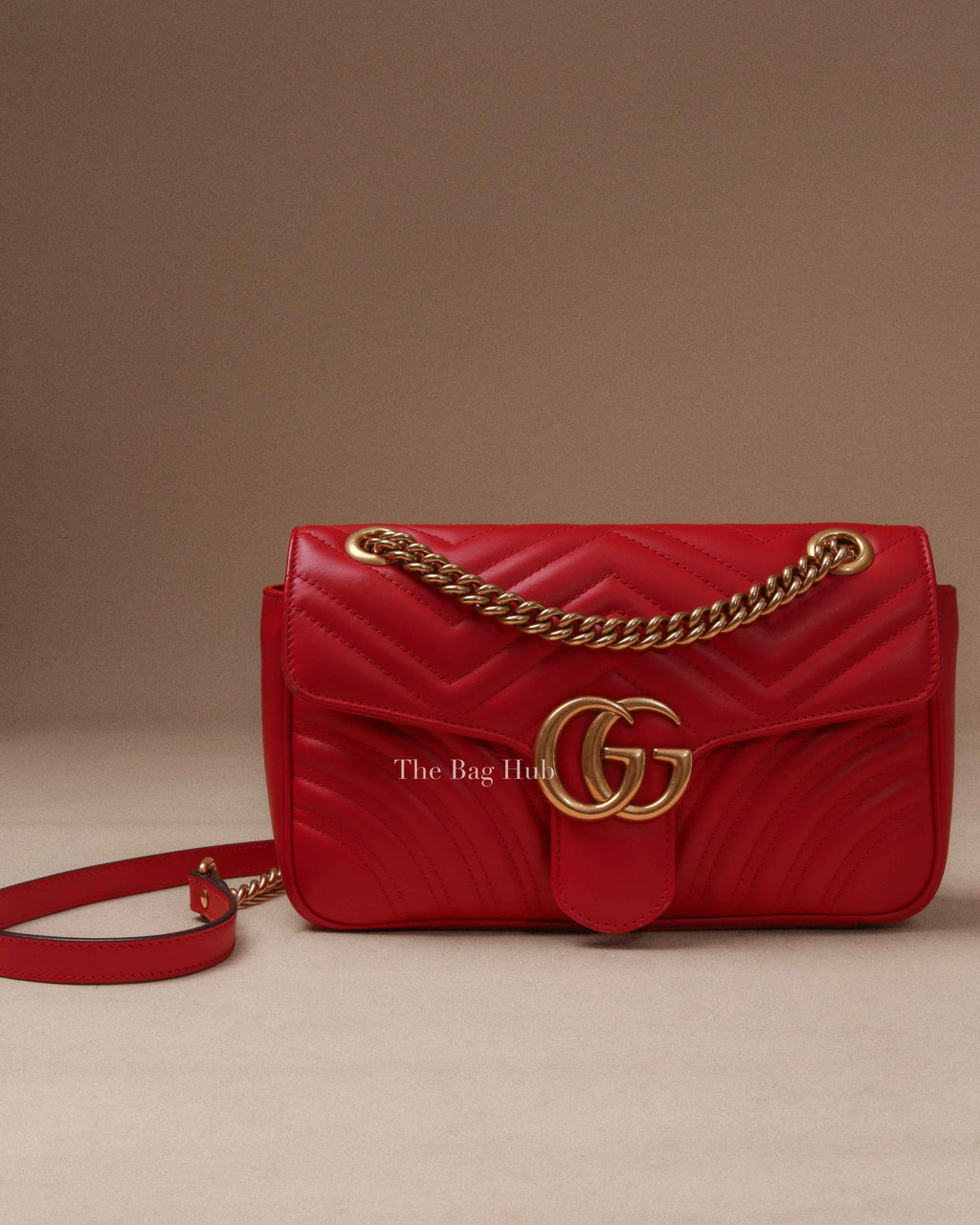 Gucci Red GG Marmont Leather Medium Shoulder Bag