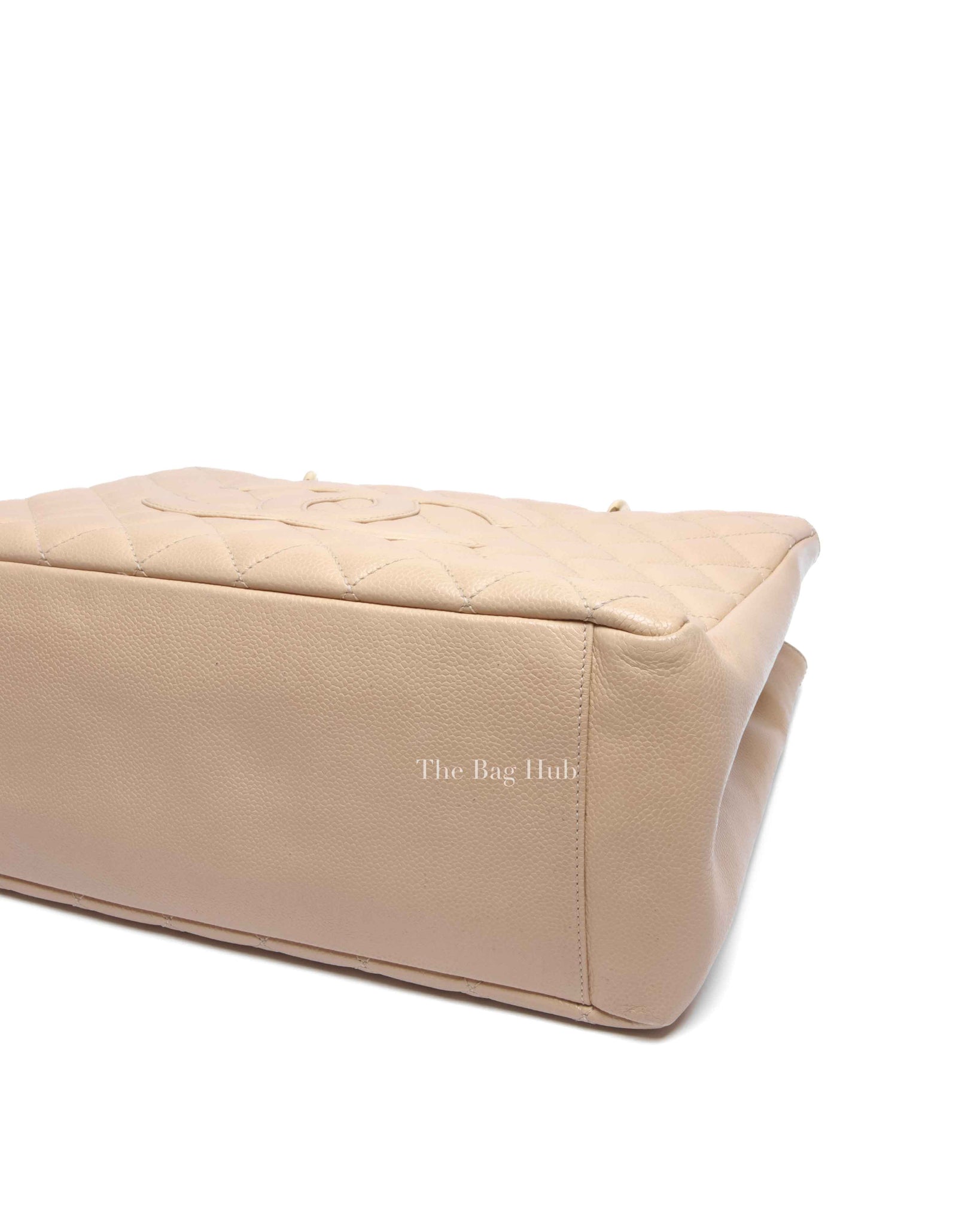 Chanel Beige Caviar Quilted Grand Shopping Tote Bag GHW