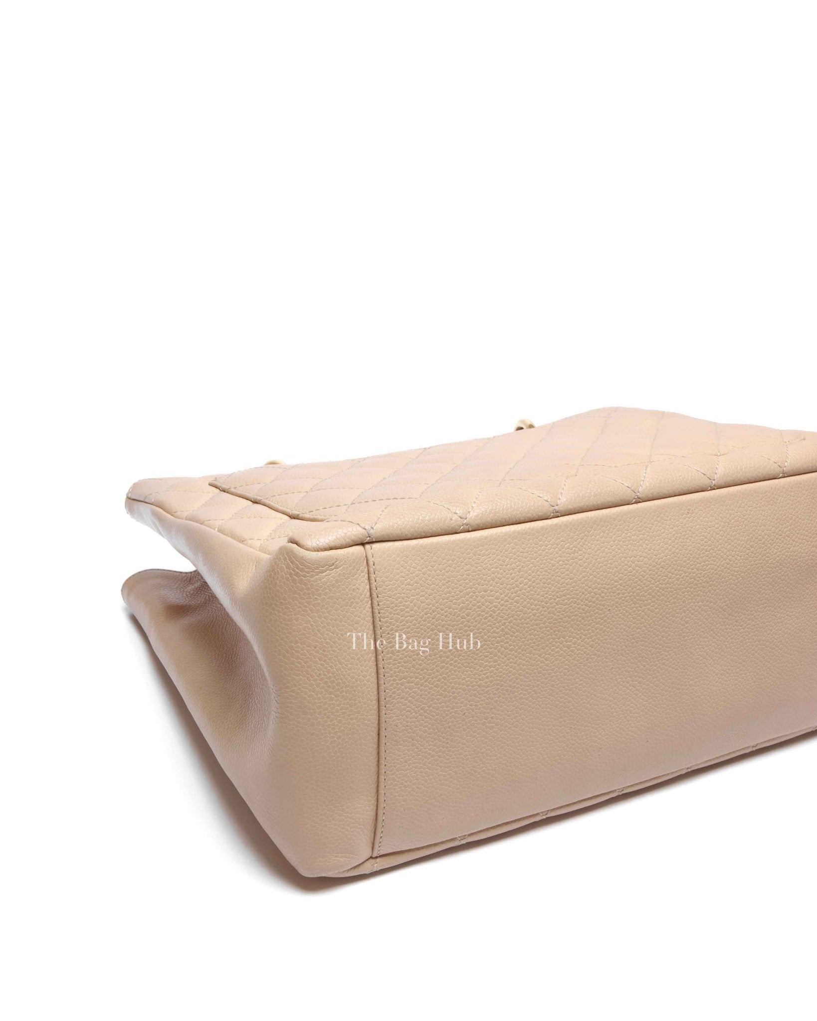 Chanel Beige Caviar Quilted Grand Shopping Tote Bag GHW