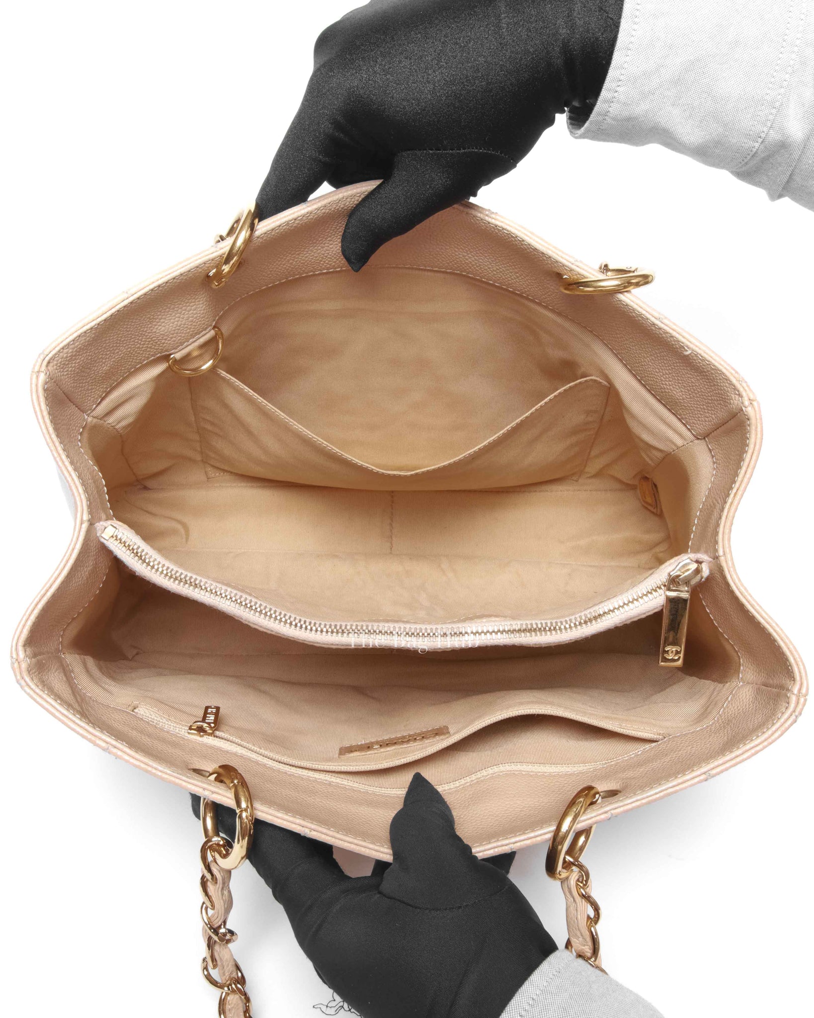 Chanel Beige Caviar Quilted Grand Shopping Tote Bag GHW