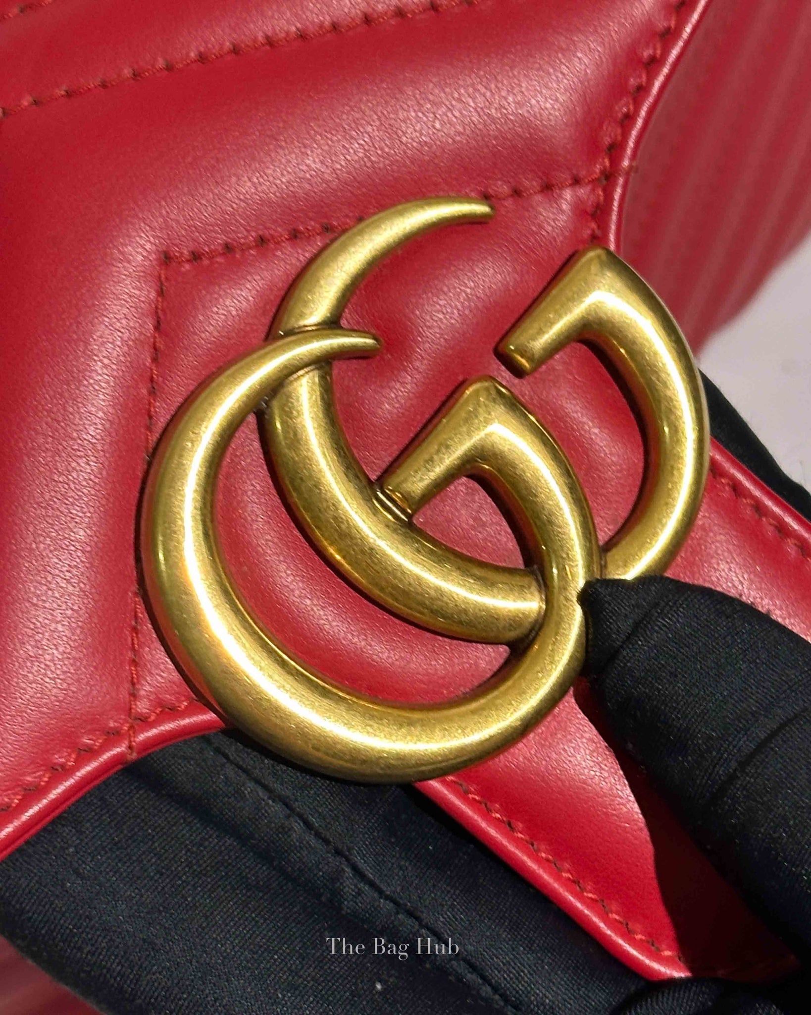 Gucci Red GG Marmont Leather Medium Shoulder Bag