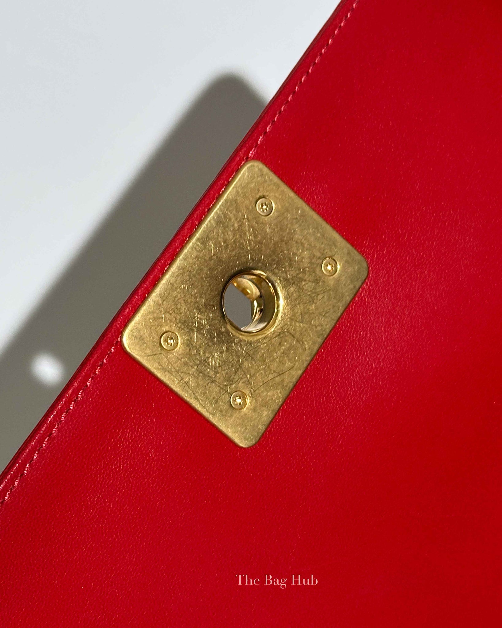 Chanel Red Calfskin Quilted Medium Le Boy Bag GHW