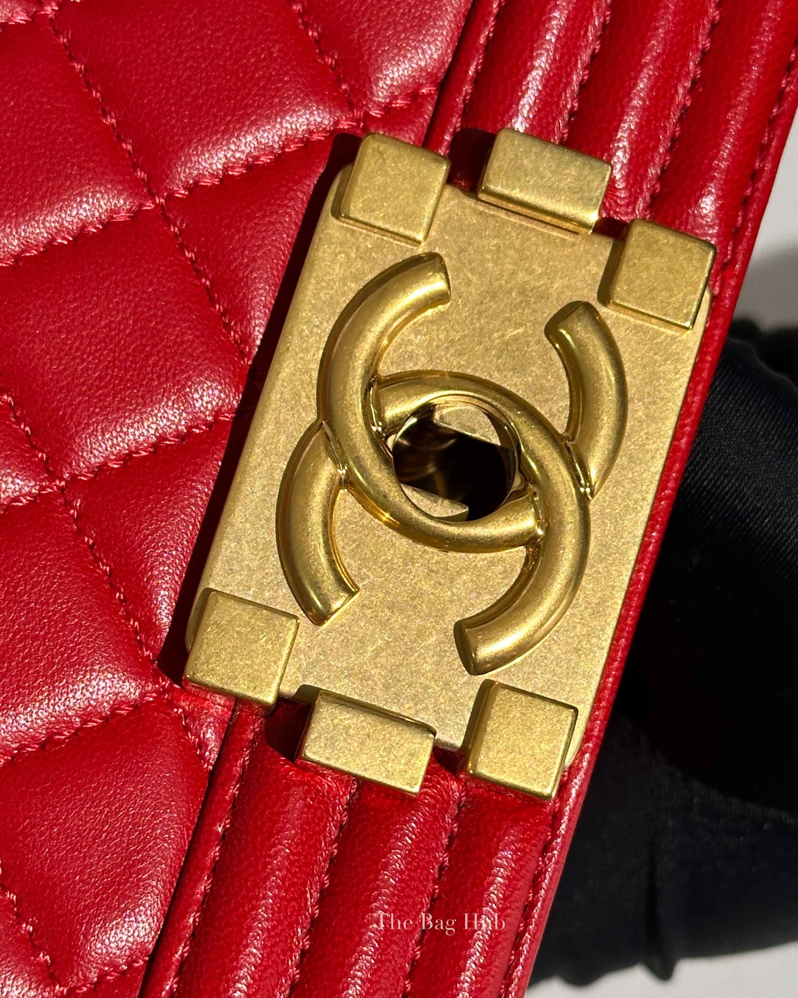 Chanel Red Calfskin Quilted Medium Le Boy Bag GHW