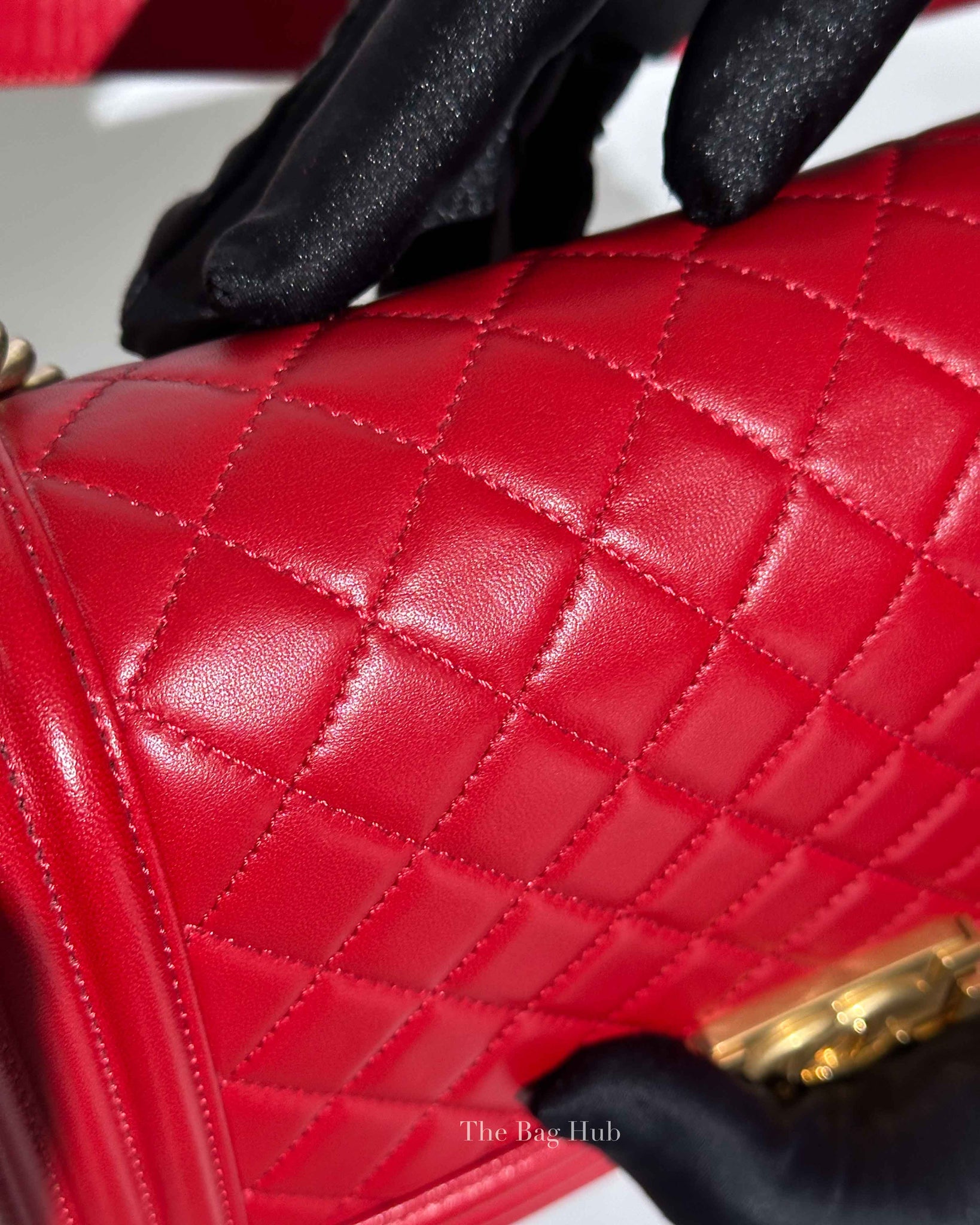 Chanel Red Calfskin Quilted Medium Le Boy Bag GHW