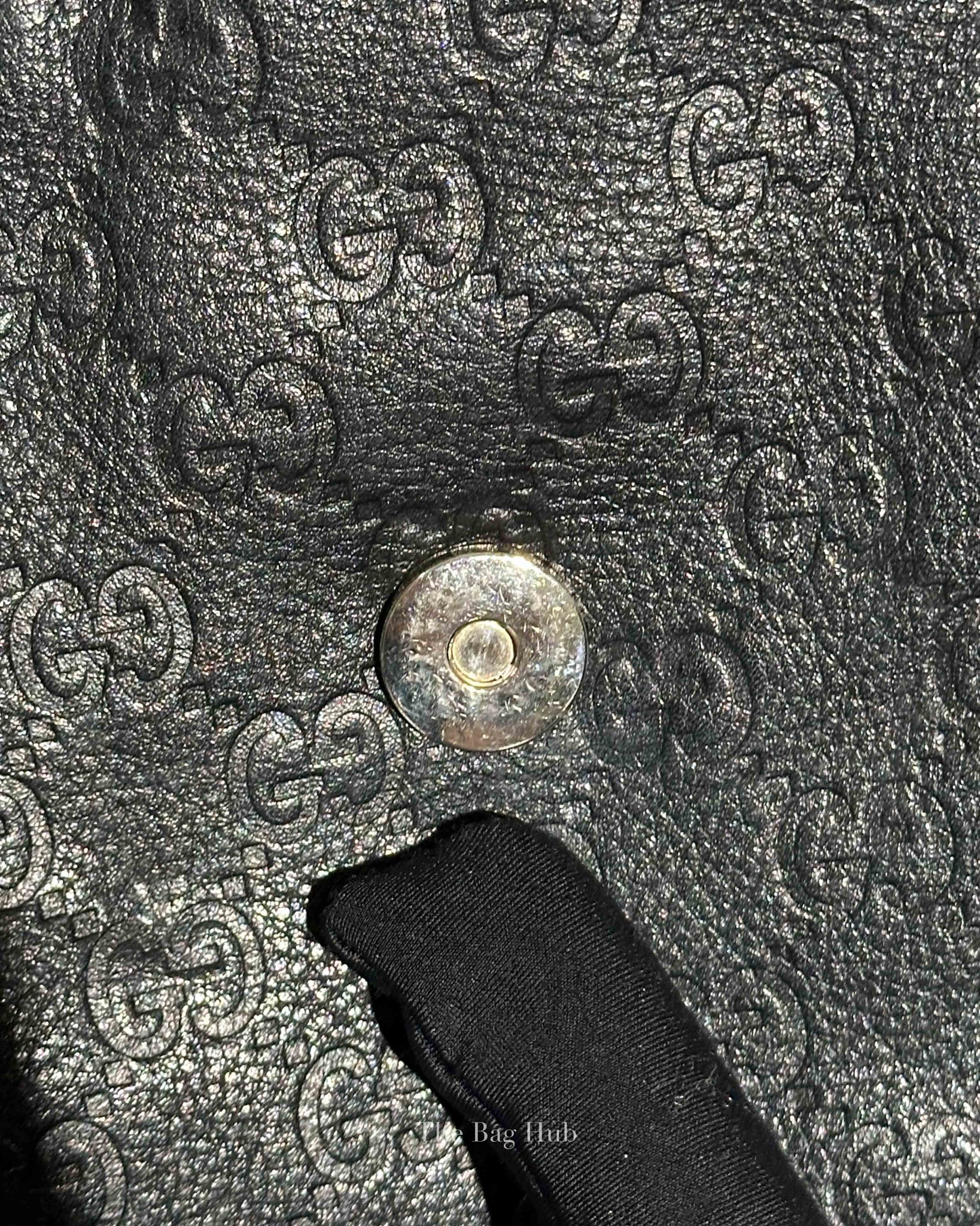 Gucci Black Guccissima New Ladies Web Tote Bag