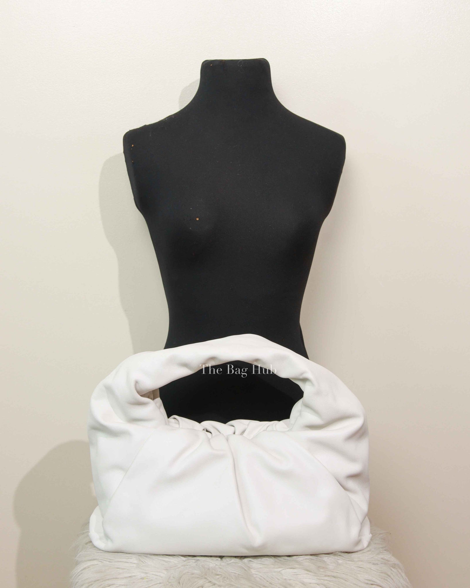 Bottega Veneta White Calfskin Leather The Pouch Shoulder Bag