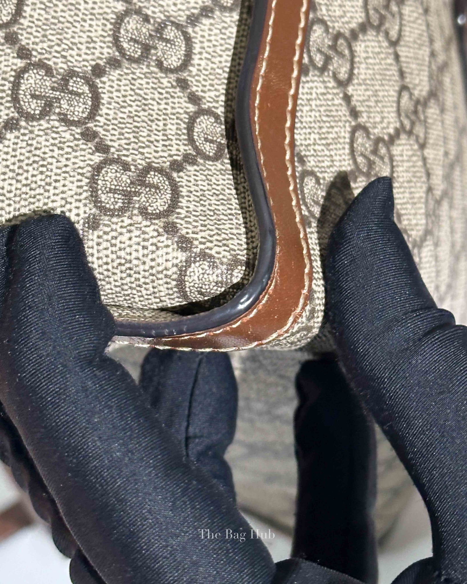 Gucci Beige/Ebony Canvas GG Supreme Padlock Medium Tote Bag