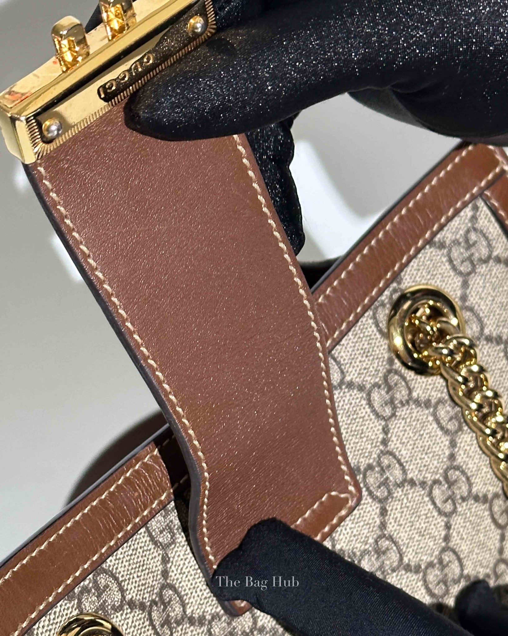 Gucci Beige/Ebony Canvas GG Supreme Padlock Medium Tote Bag