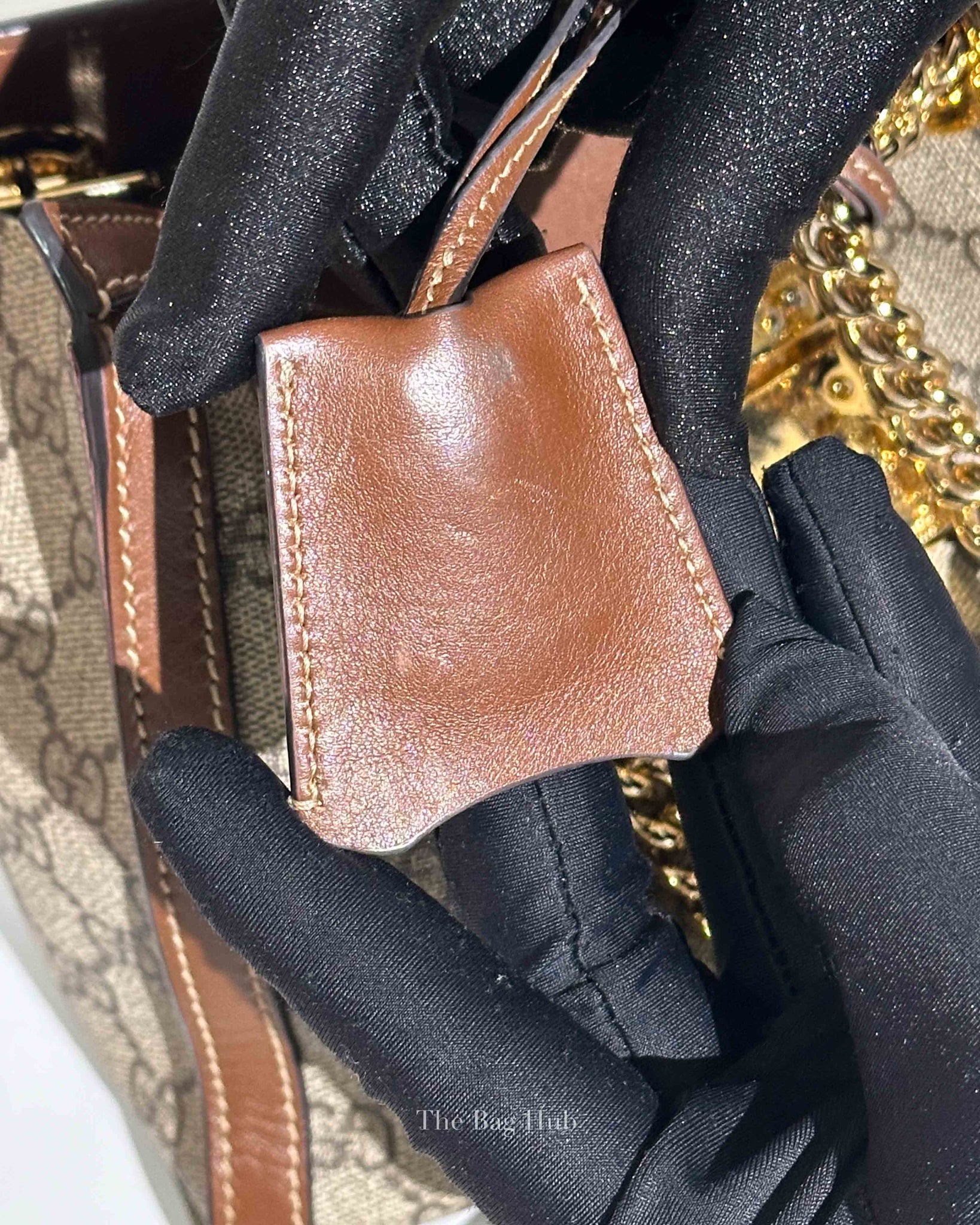 Gucci Beige/Ebony Canvas GG Supreme Padlock Medium Tote Bag