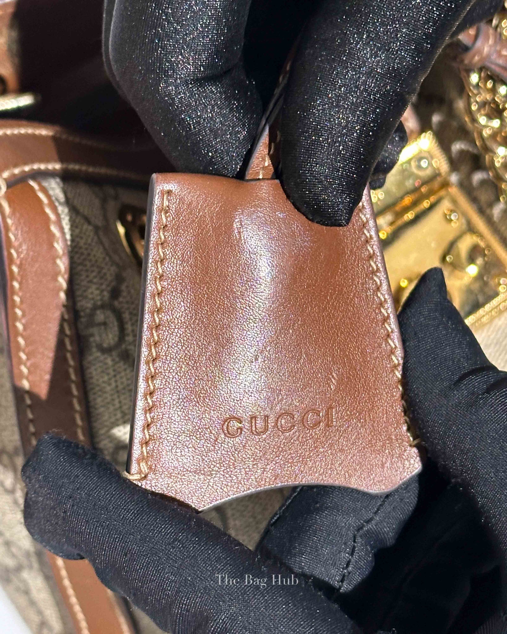 Gucci Beige/Ebony Canvas GG Supreme Padlock Medium Tote Bag