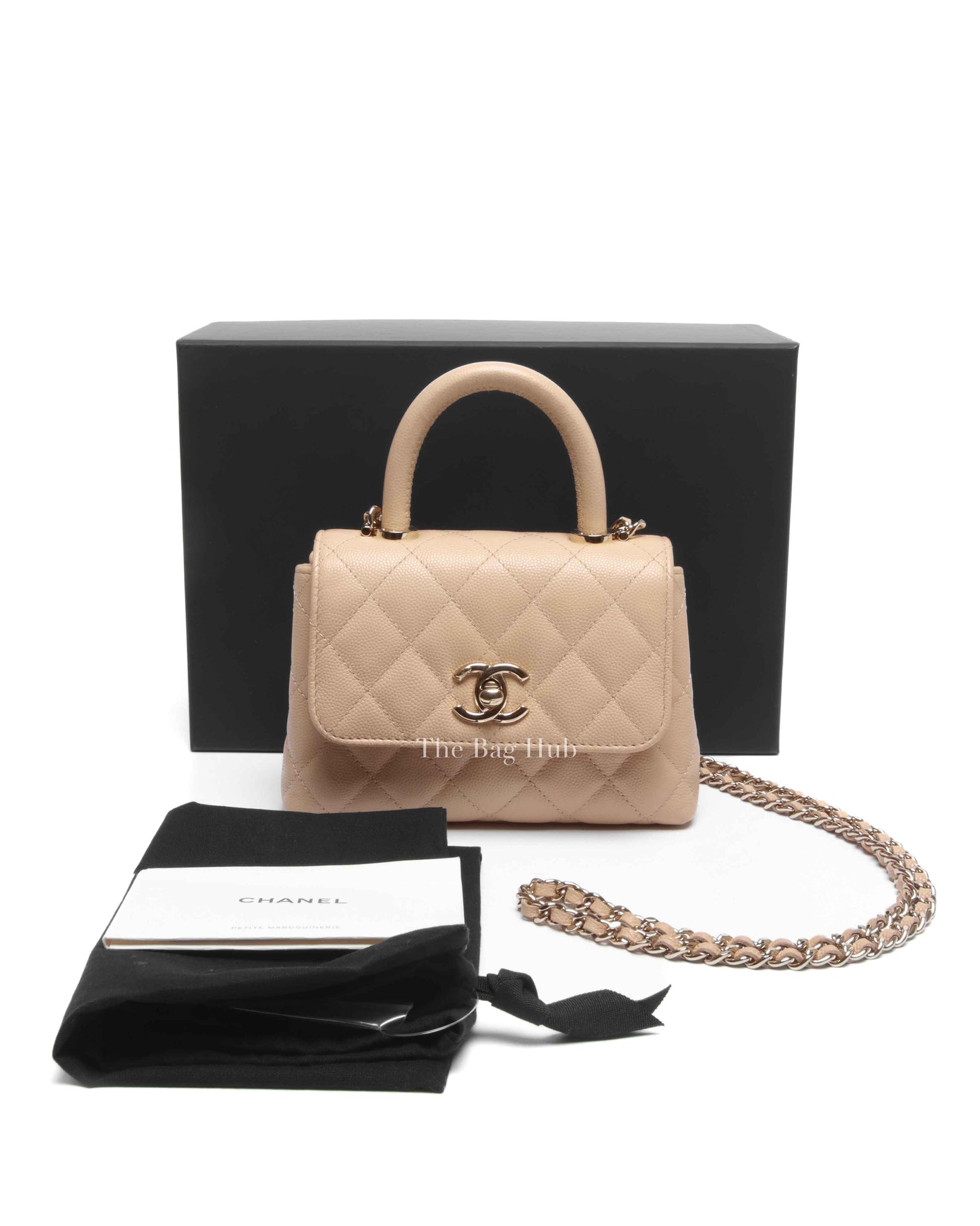 Chanel Beige Caviar Quilted Extra Mini Coco Handle Bag