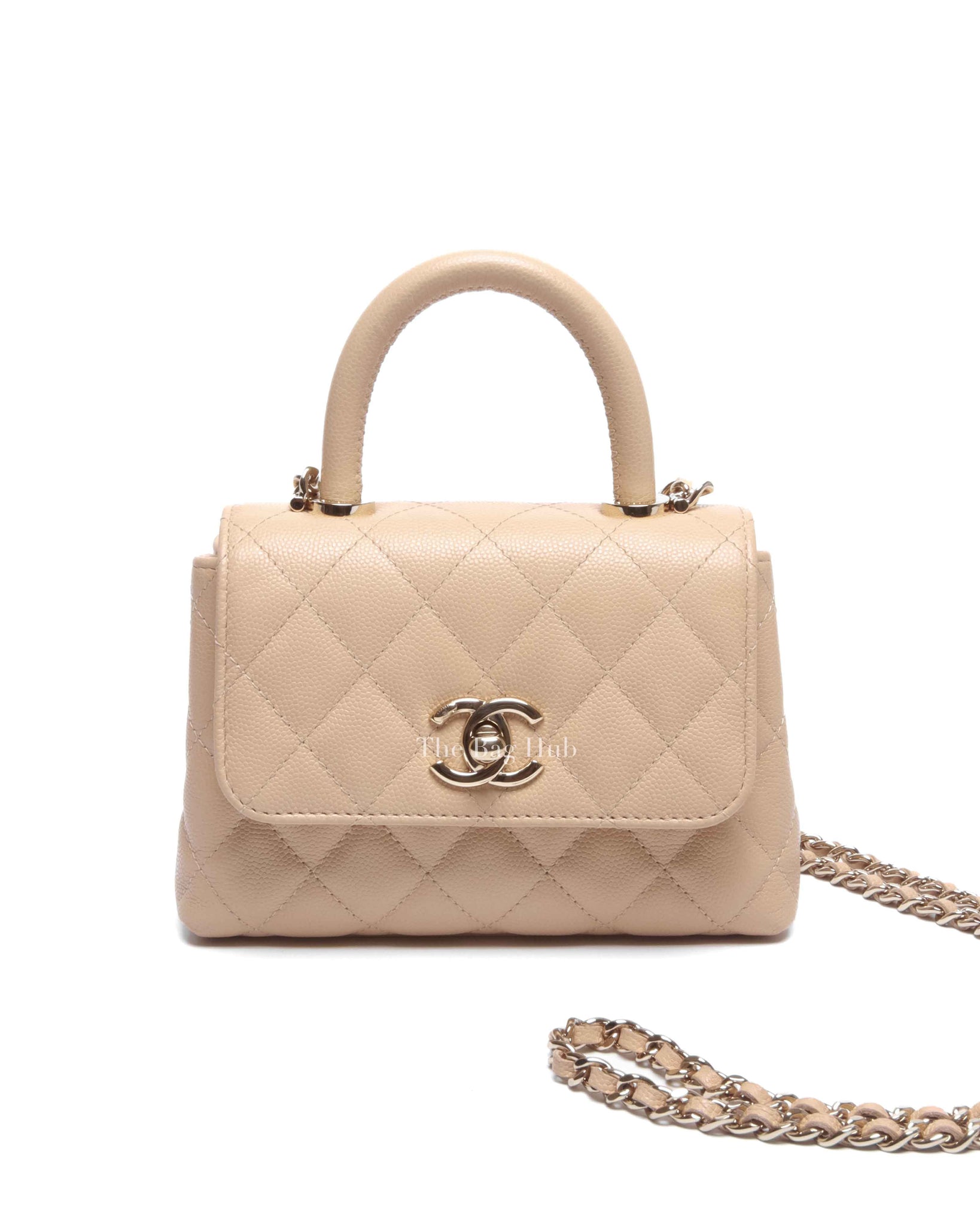 Chanel Beige Caviar Quilted Extra Mini Coco Handle Bag