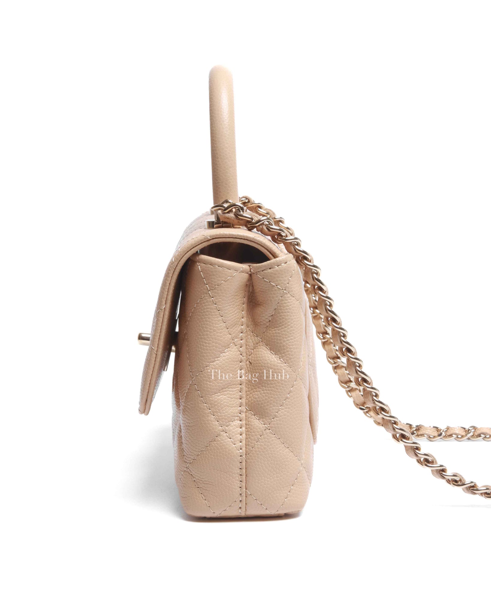Chanel Beige Caviar Quilted Extra Mini Coco Handle Bag