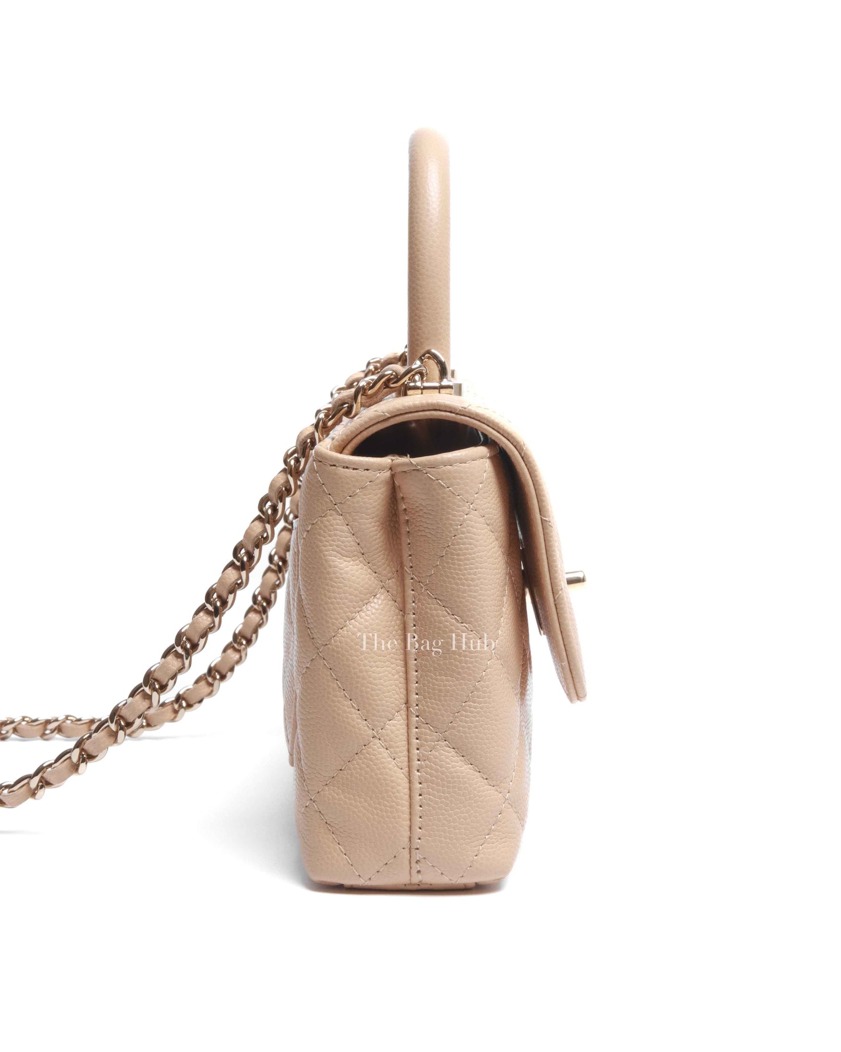 Chanel Beige Caviar Quilted Extra Mini Coco Handle Bag