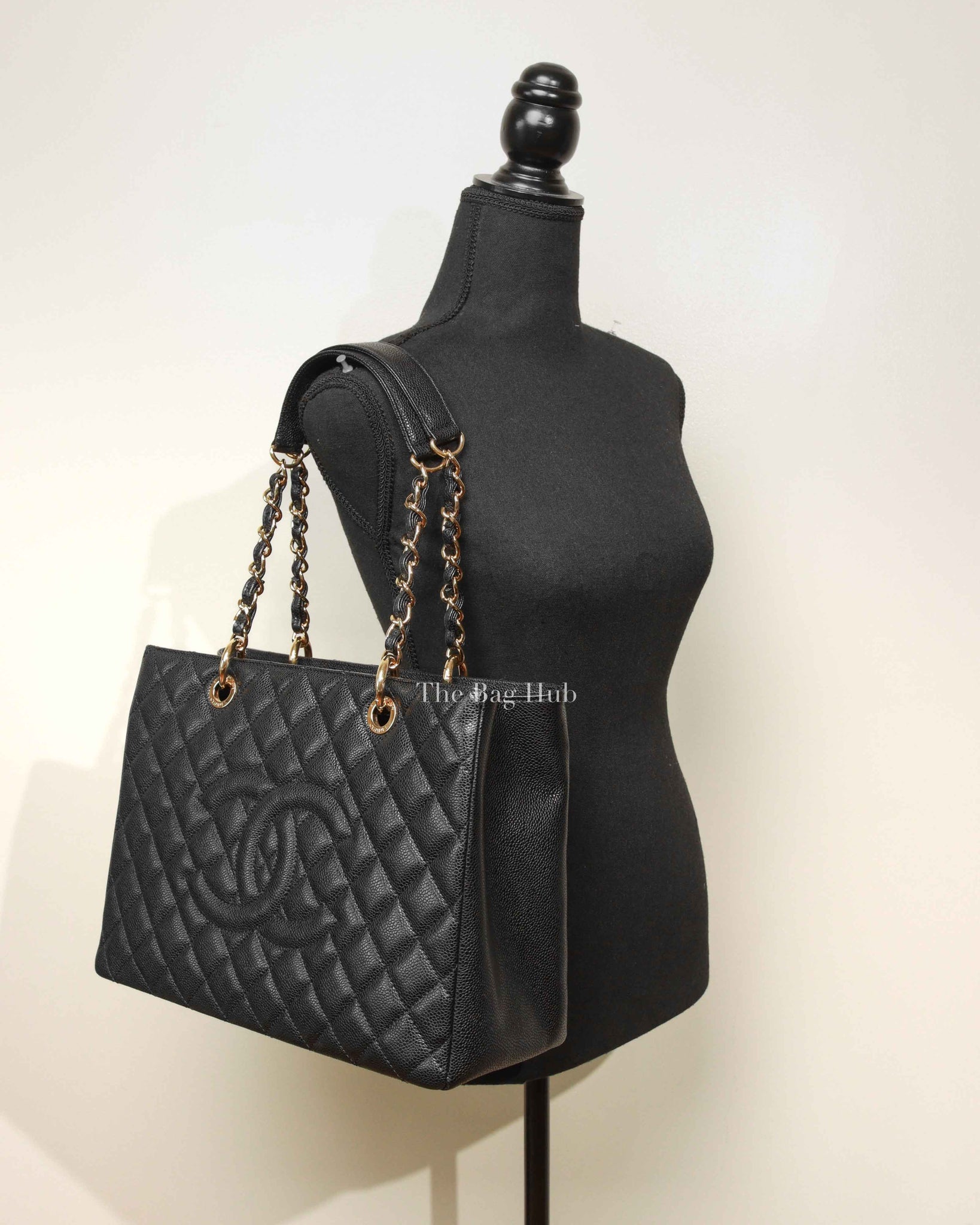 Chanel Black Caviar Quilted Grand Shopping Tote Bag GHW