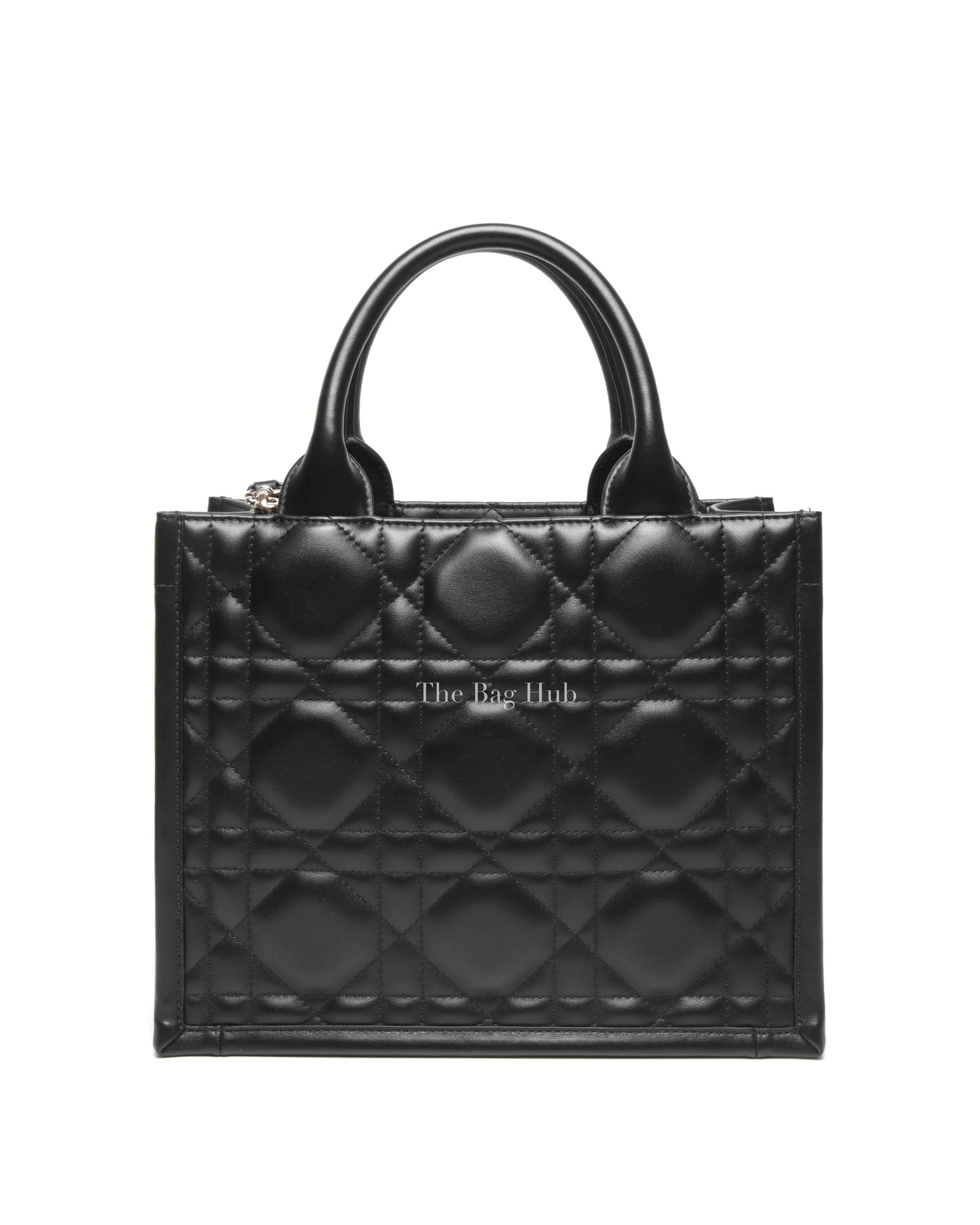 Christian Dior Black Macrocannage Calfskin Small Book Tote Bag