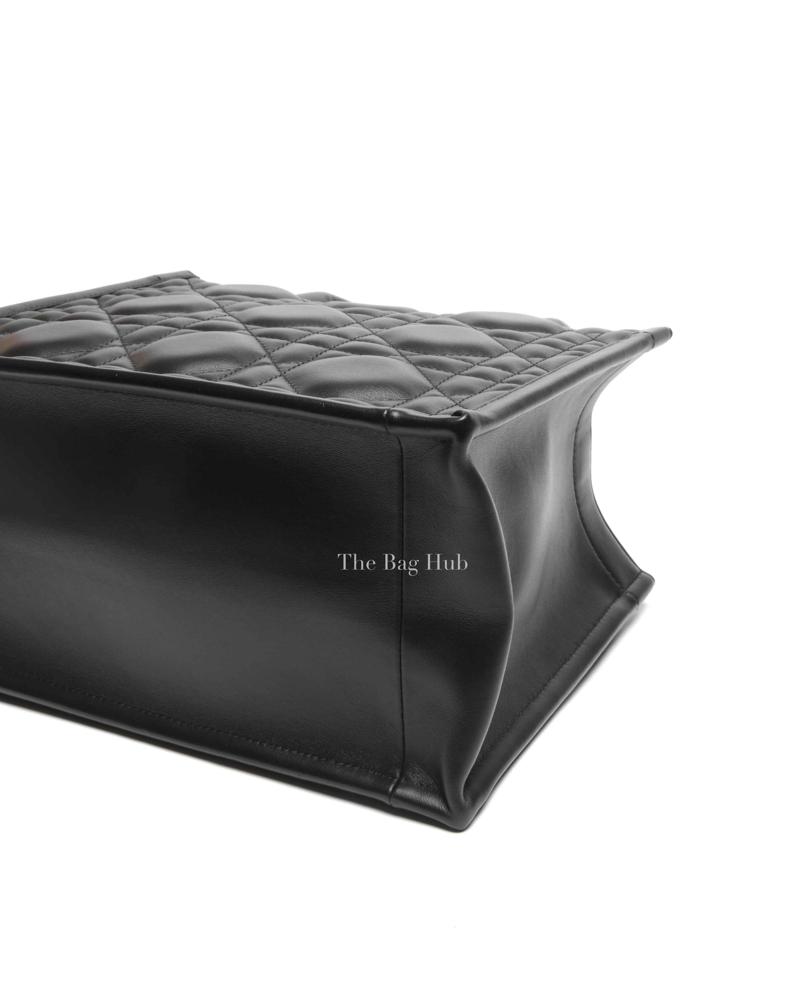 Christian Dior Black Macrocannage Calfskin Small Book Tote Bag