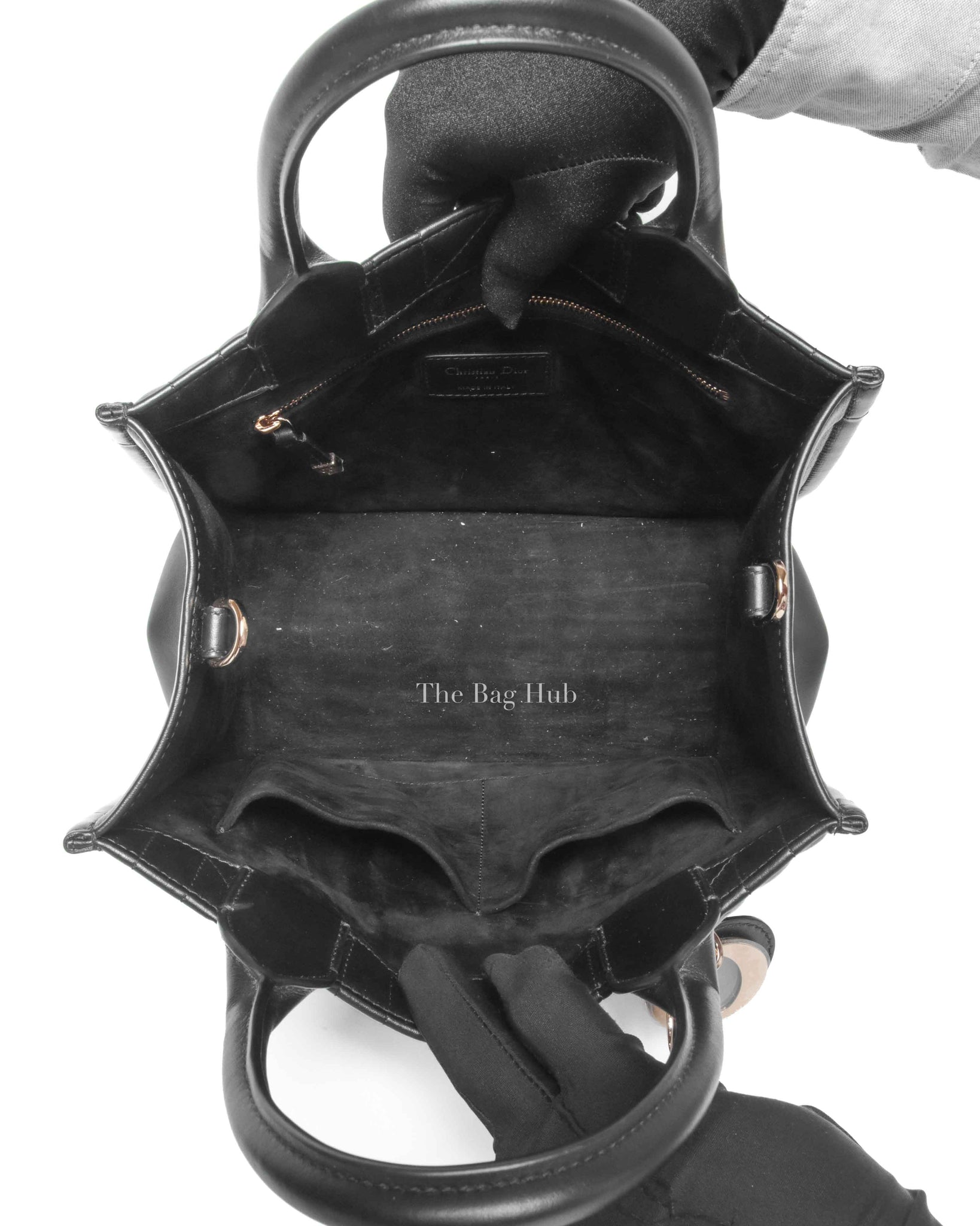 Christian Dior Black Macrocannage Calfskin Small Book Tote Bag