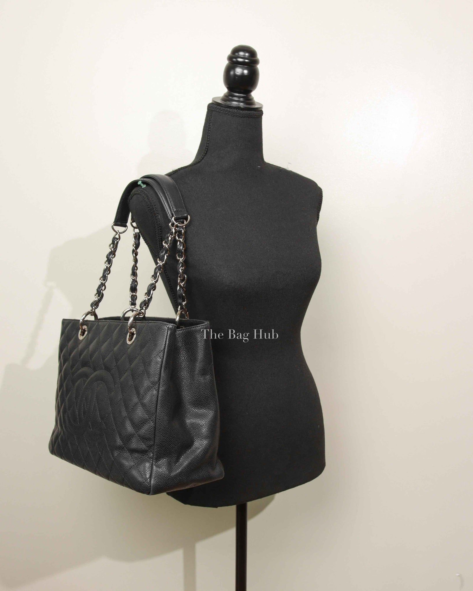 Chanel Black Caviar Quilted Grand Shopping Tote Bag SHW