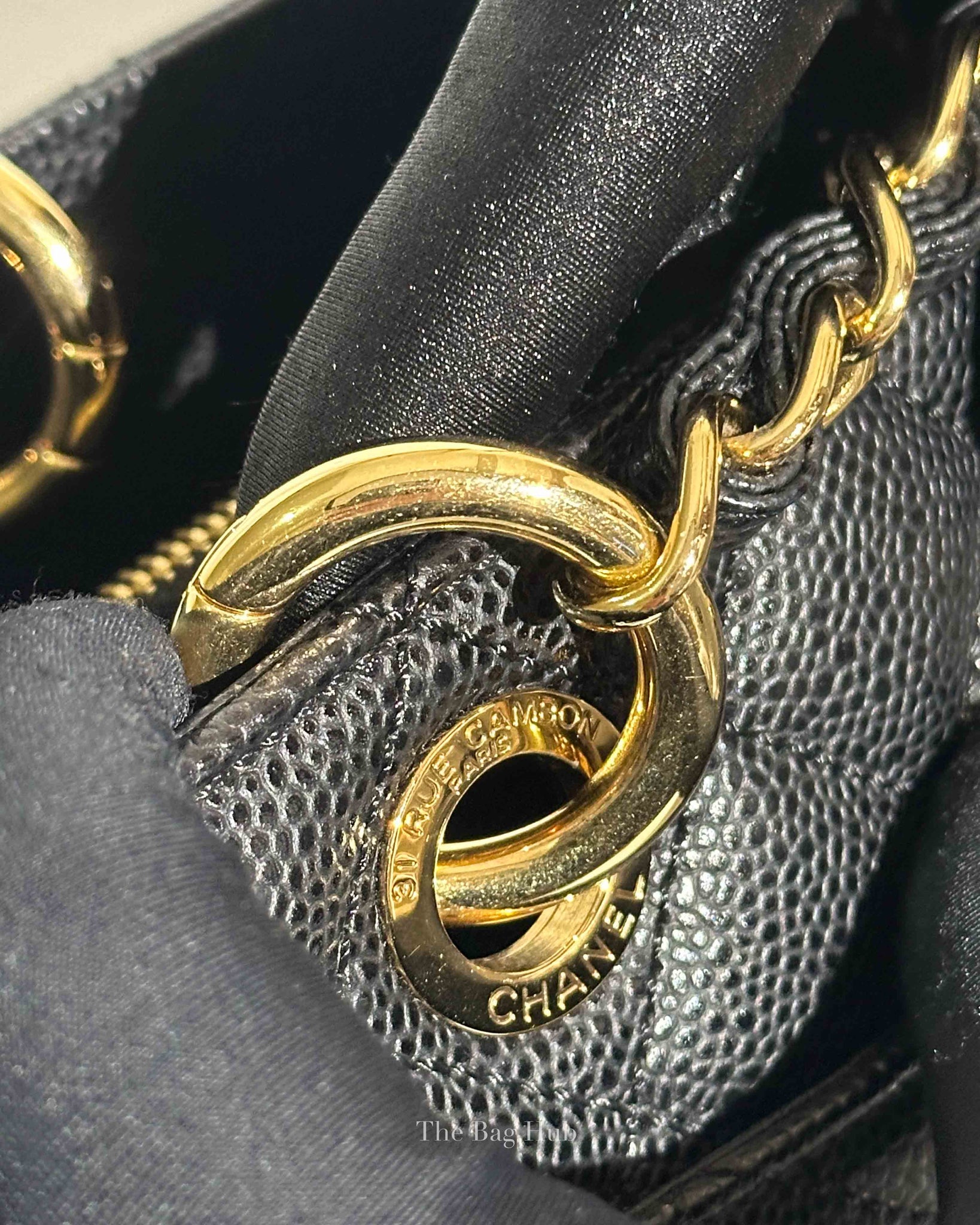 Chanel Black Caviar Quilted Grand Shopping Tote Bag GHW