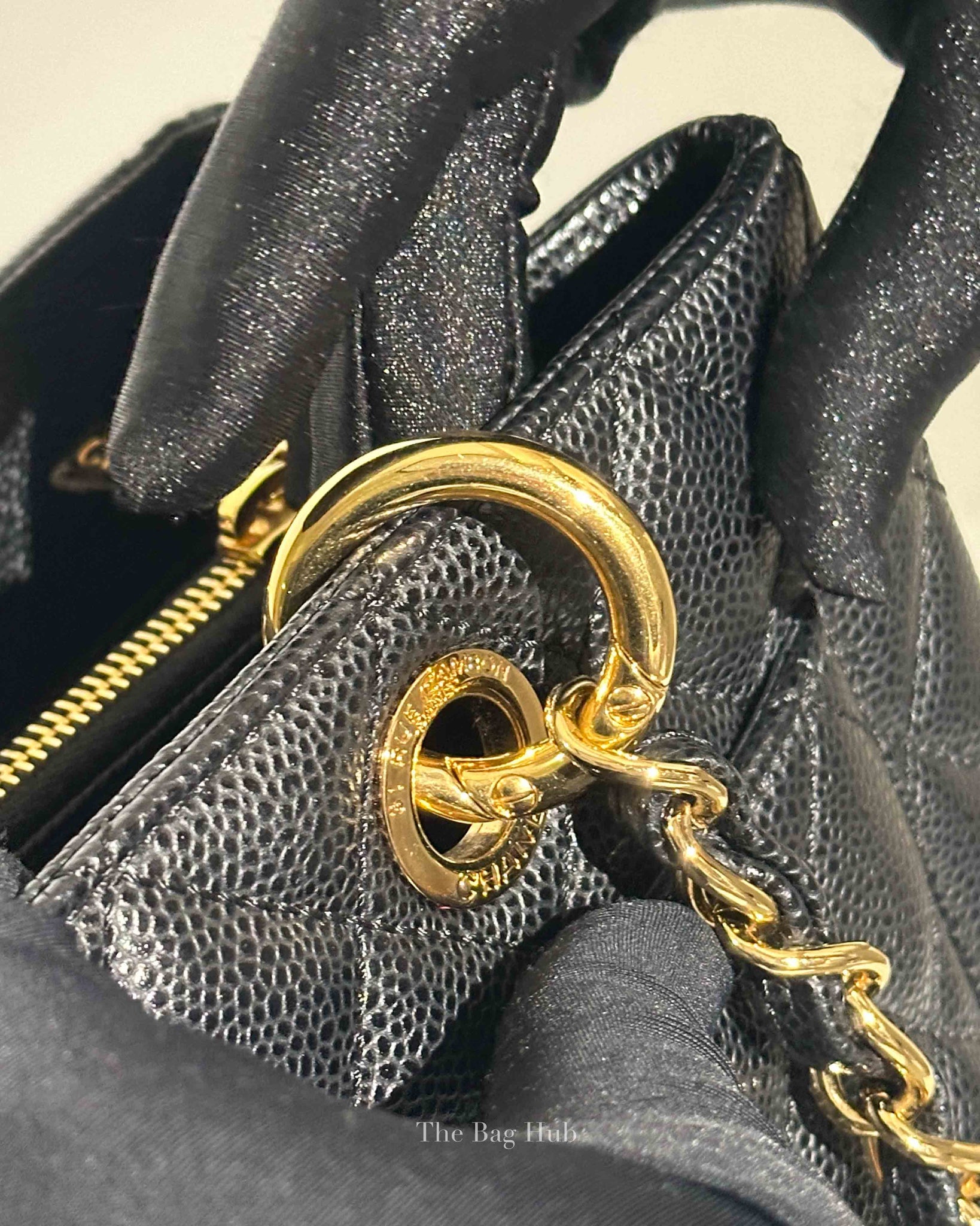 Chanel Black Caviar Quilted Grand Shopping Tote Bag GHW