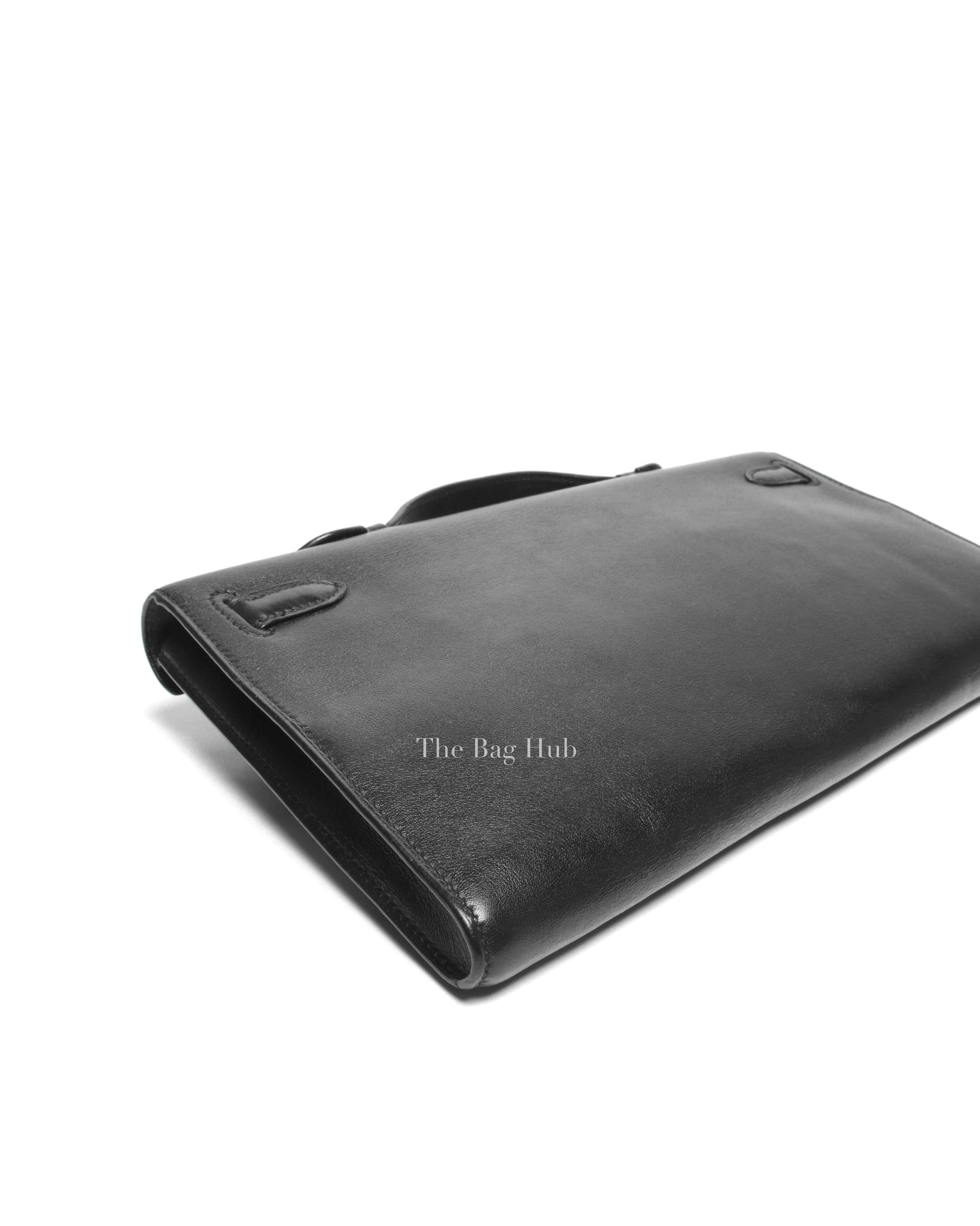 Hermes Noir Swift Kelly Cut Clutch GHW
