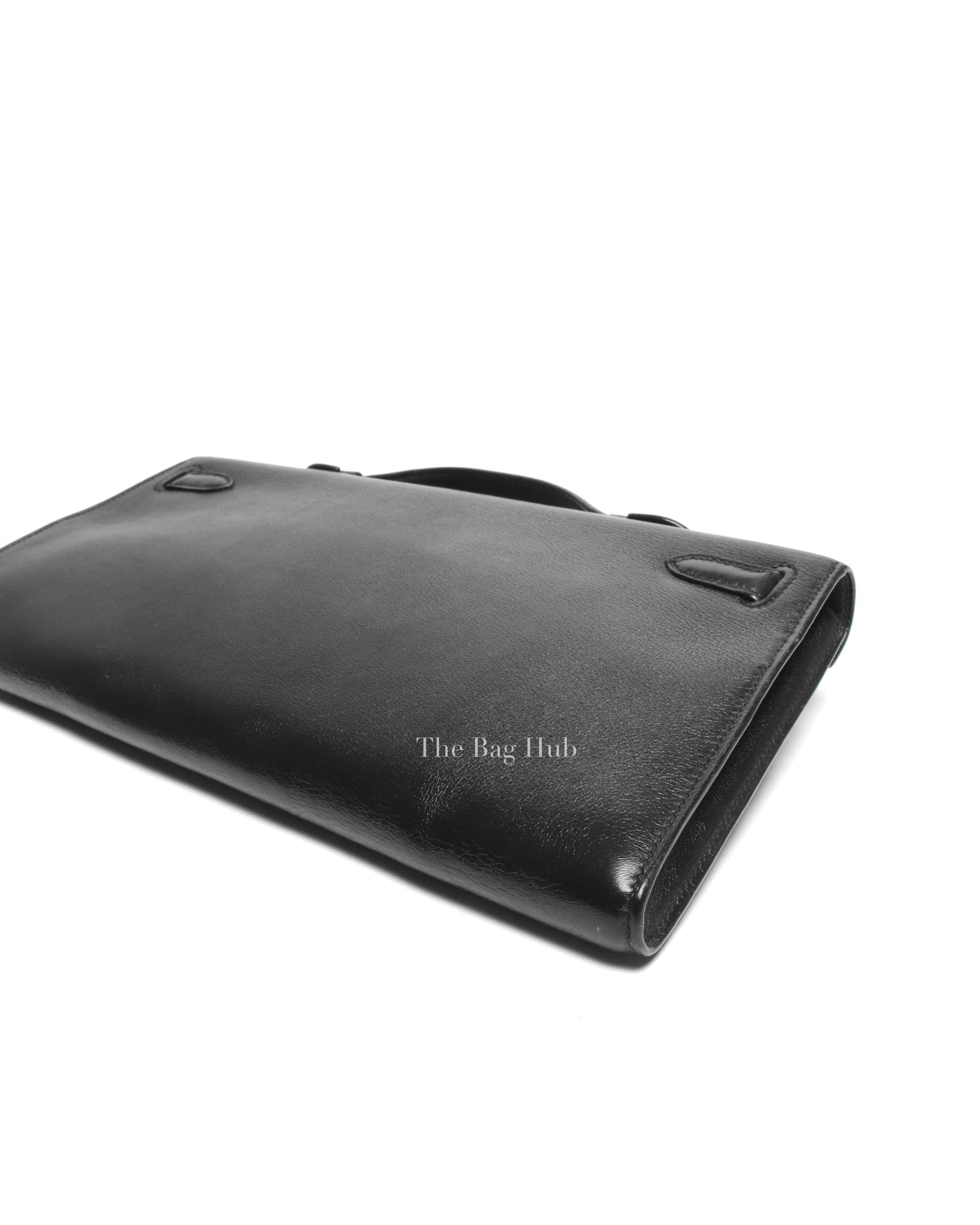 Hermes Noir Swift Kelly Cut Clutch GHW