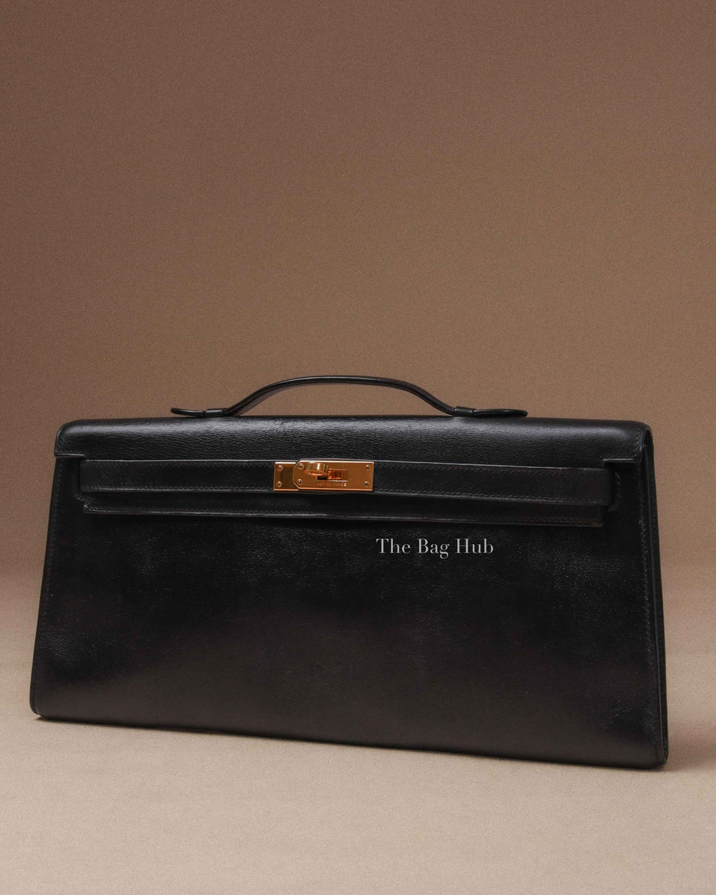 Hermes Noir Swift Kelly Cut Clutch GHW