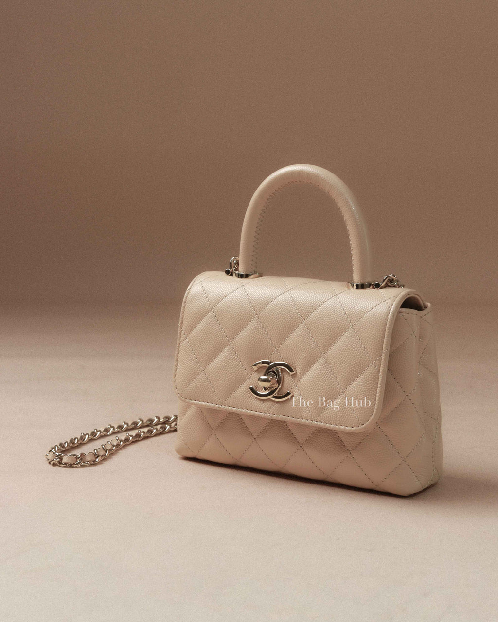 Chanel Beige Caviar Quilted Extra Mini Coco Handle Bag