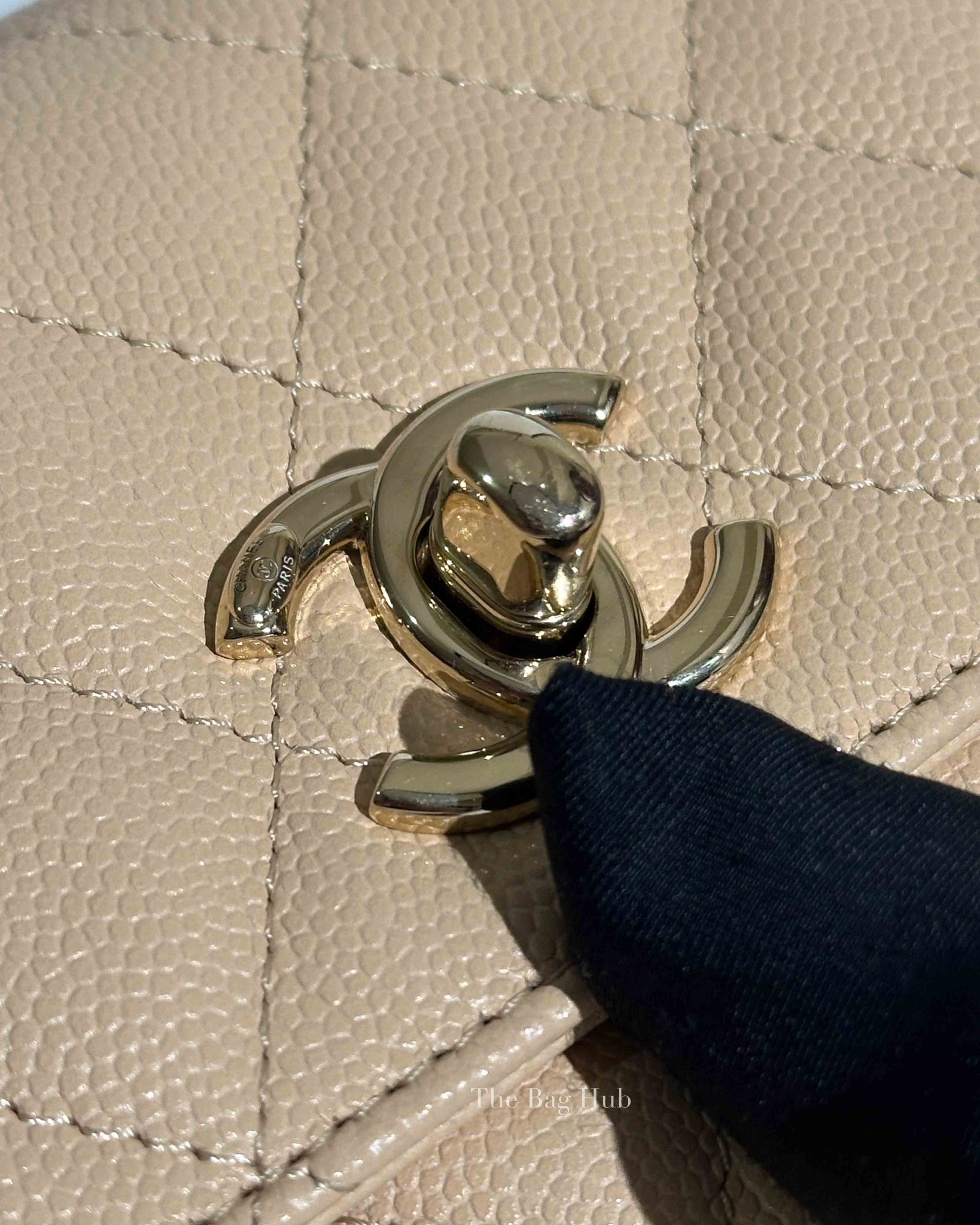 Chanel Beige Caviar Quilted Extra Mini Coco Handle Bag