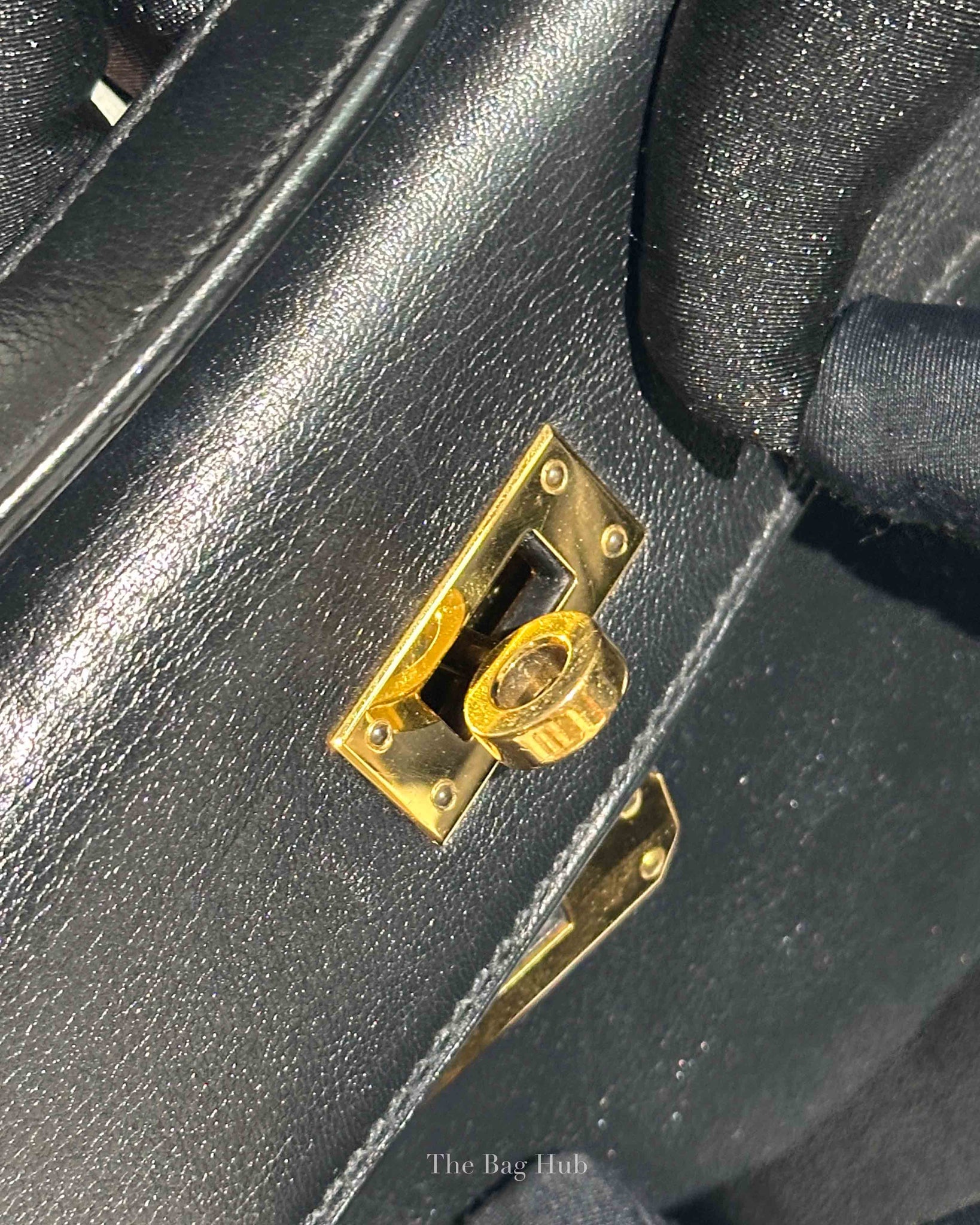 Hermes Noir Swift Kelly Cut Clutch GHW