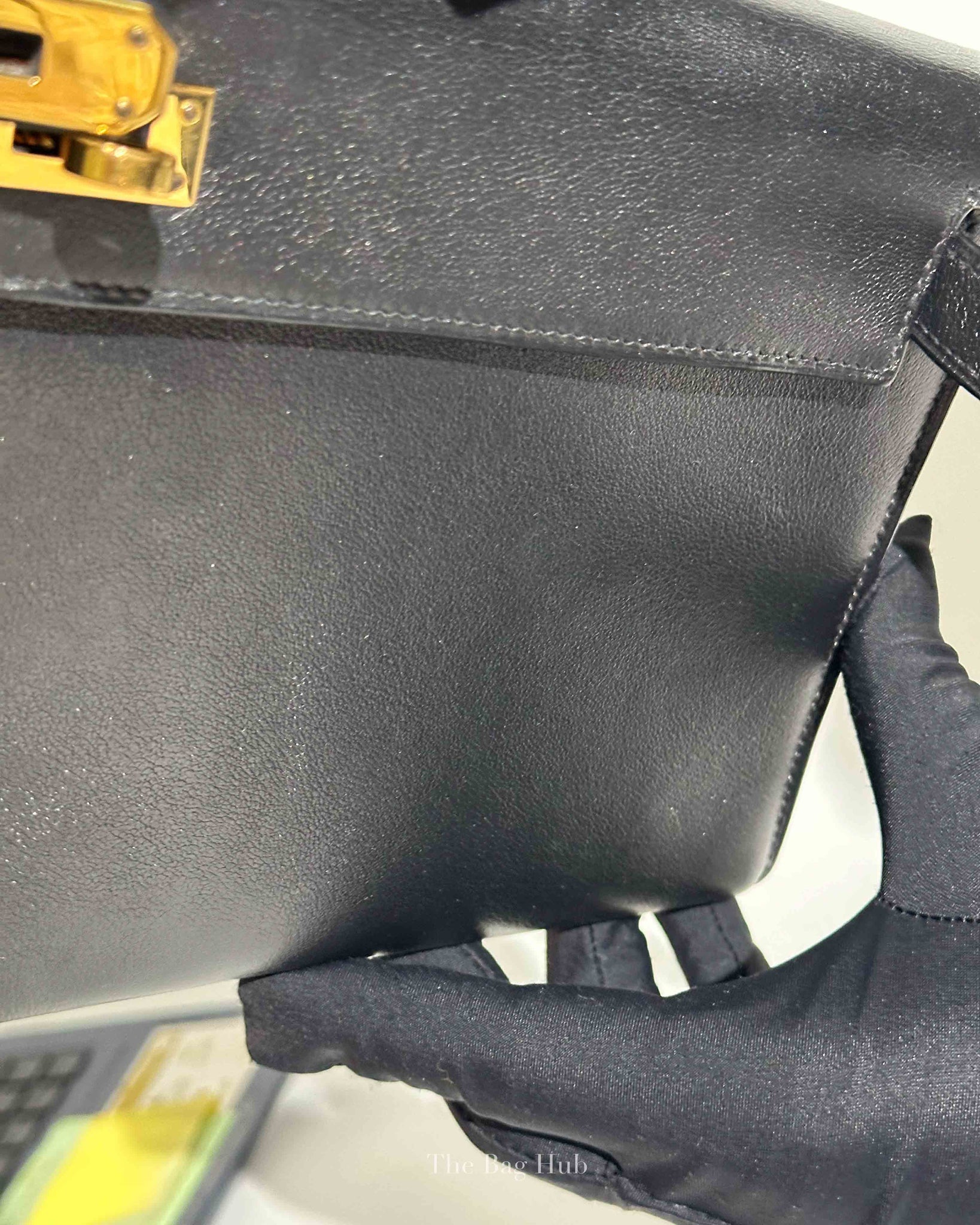 Hermes Noir Swift Kelly Cut Clutch GHW