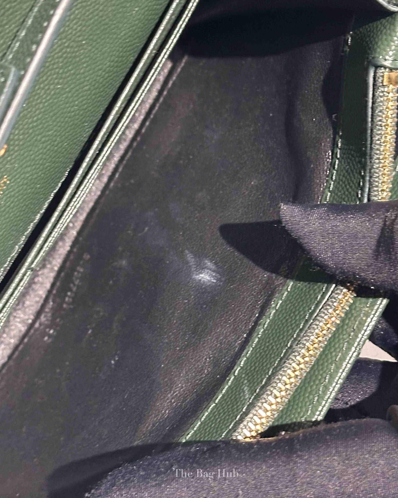 Saint Laurent Dark Emerald Grain De Poudre Classic Cassandre Chain Wallet