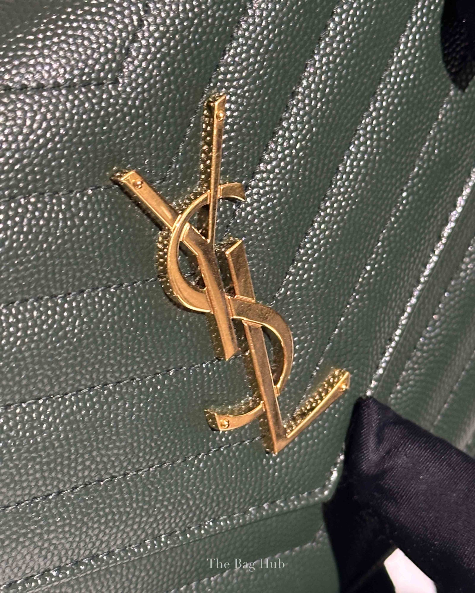 Saint Laurent Dark Emerald Grain De Poudre Classic Cassandre Chain Wallet