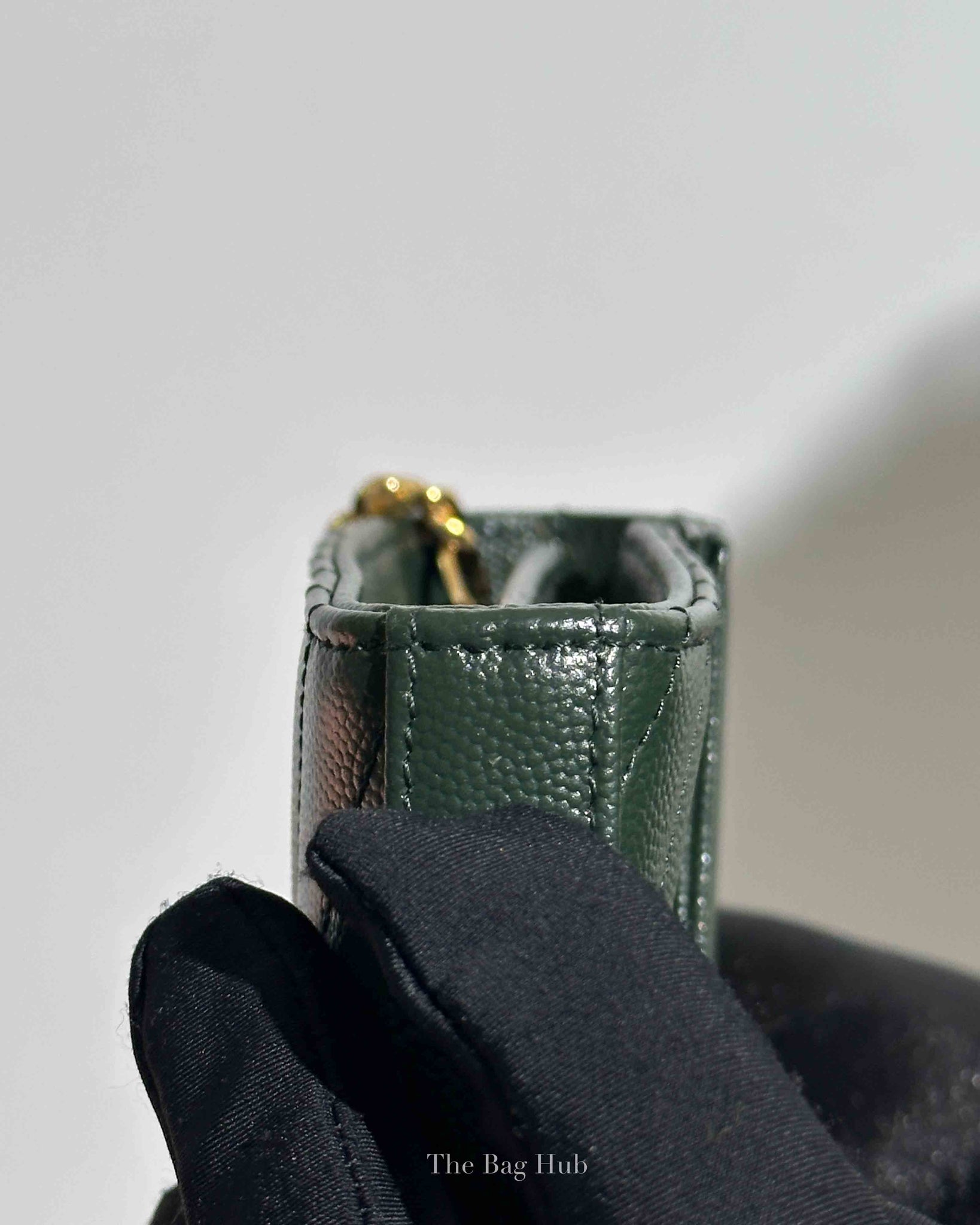 Saint Laurent Dark Emerald Grain De Poudre Classic Cassandre Chain Wallet