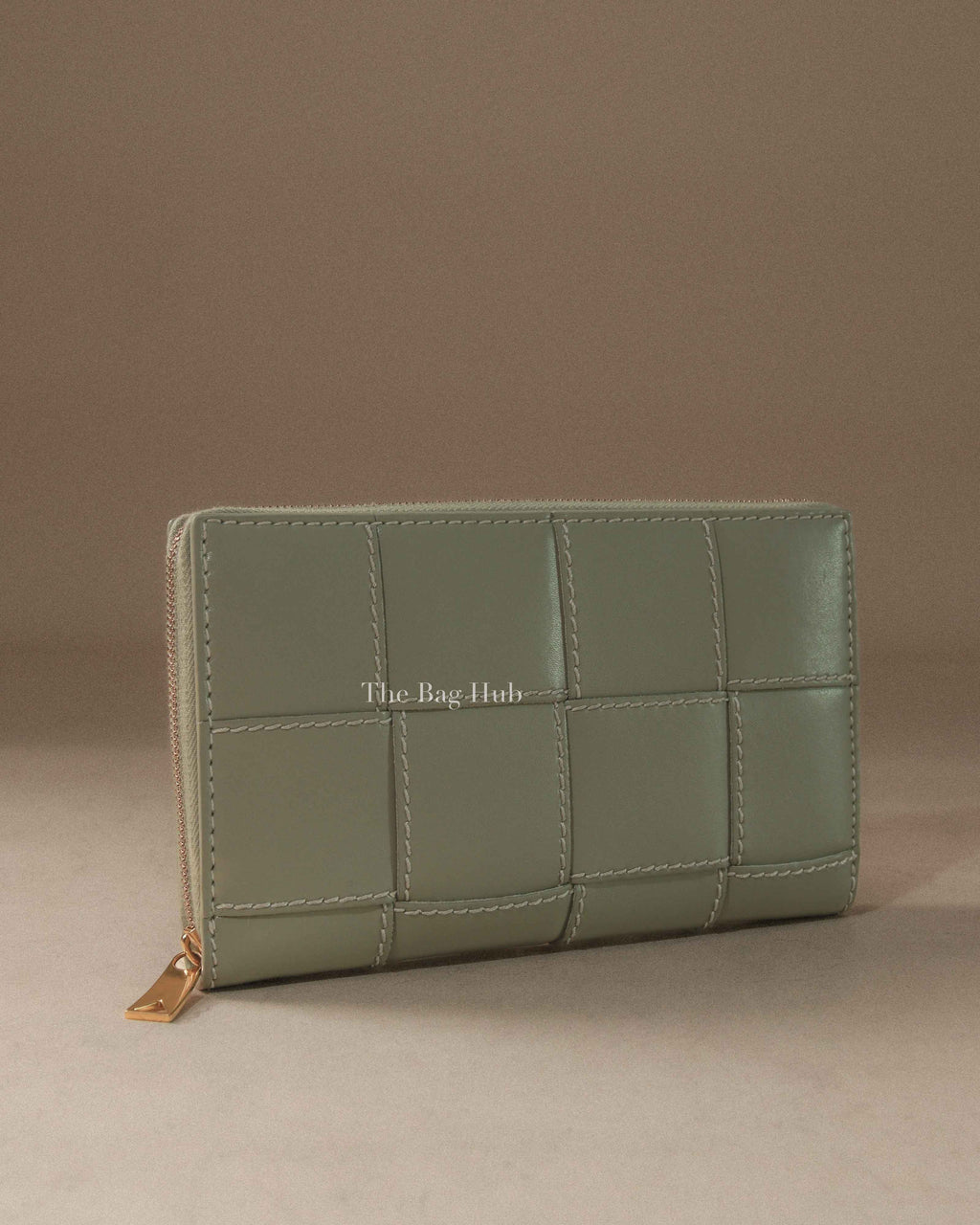 Bottega Veneta Moss Green Leather Cassette Zip Around Wallet