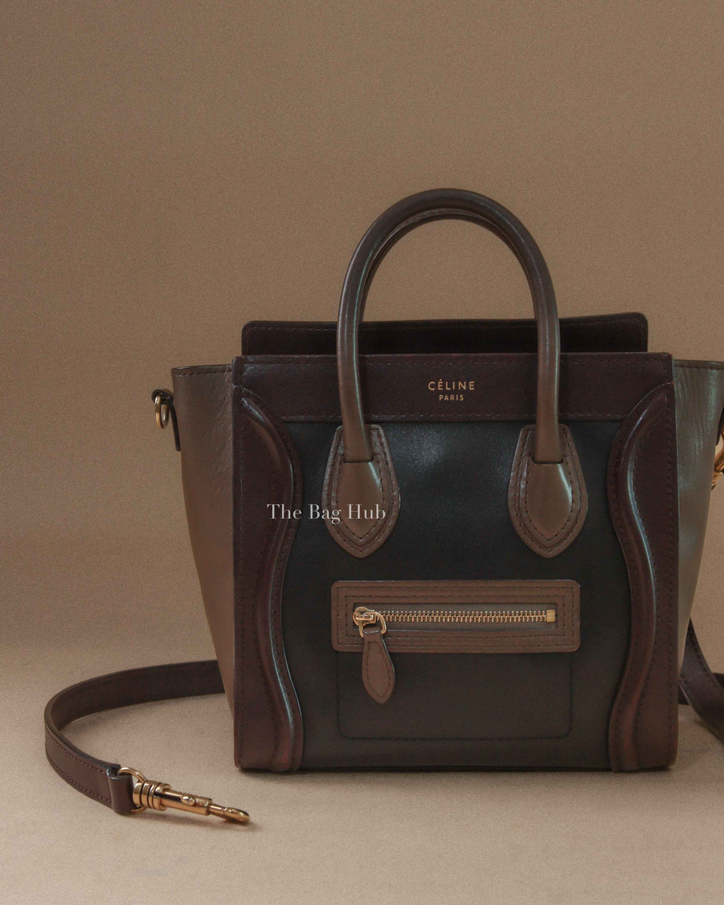 Celine Tricolor Leather Nano Luggage Tote Bag