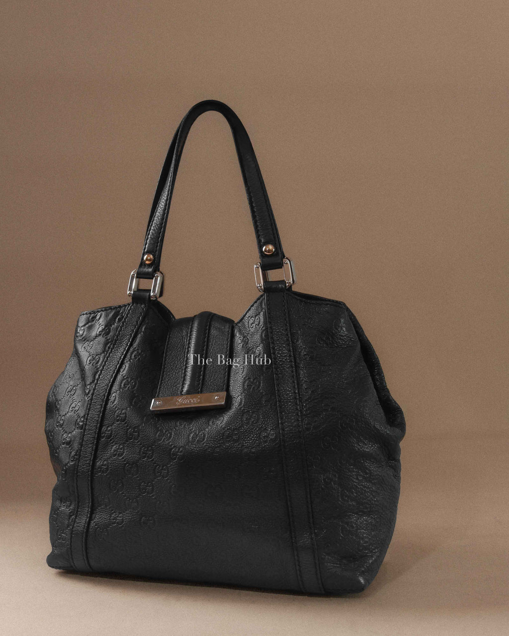 Gucci Black Guccissima New Ladies Web Tote Bag