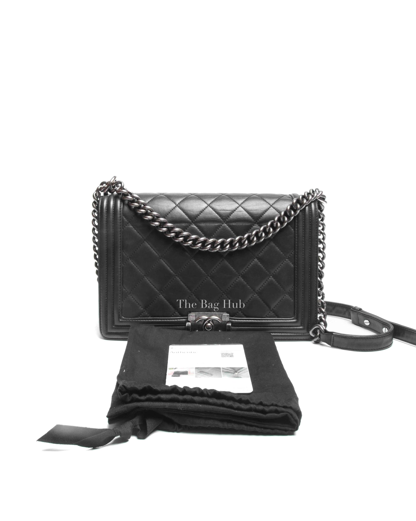 Chanel Black Lambskin Medium Boy Flap Bag RHW