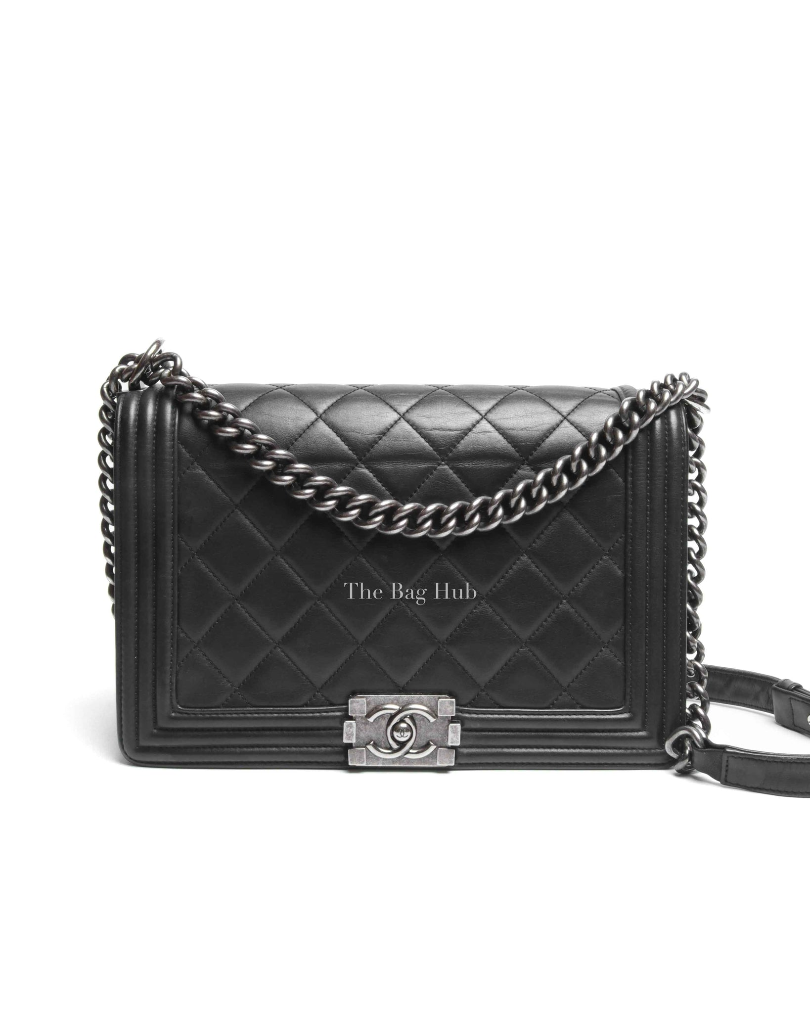 Chanel Black Lambskin Medium Boy Flap Bag RHW