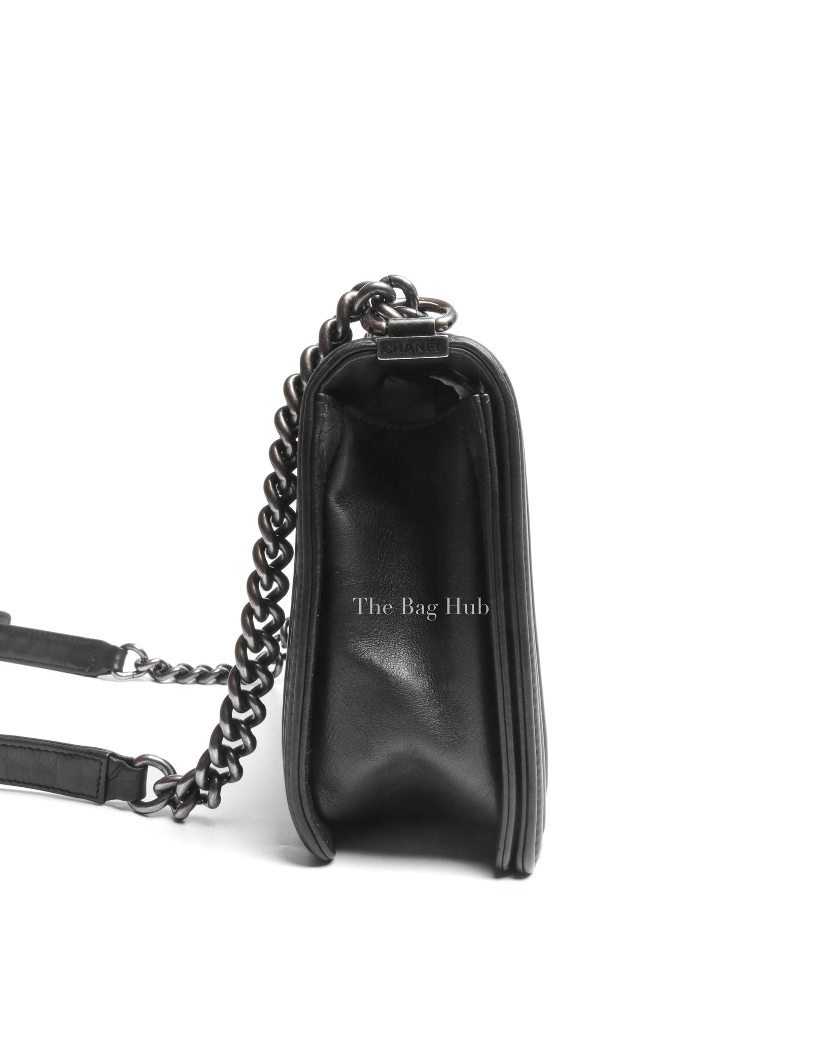 Chanel Black Lambskin Medium Boy Flap Bag RHW