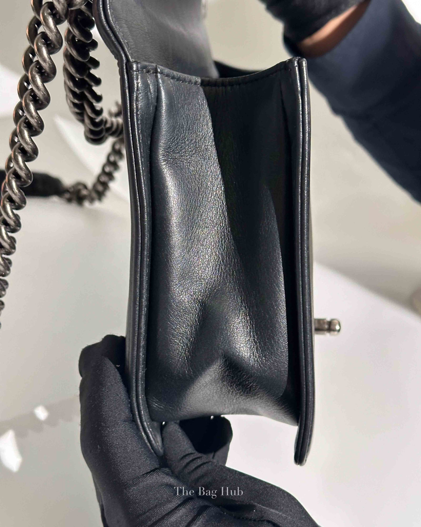 Chanel Black Lambskin Medium Boy Flap Bag RHW