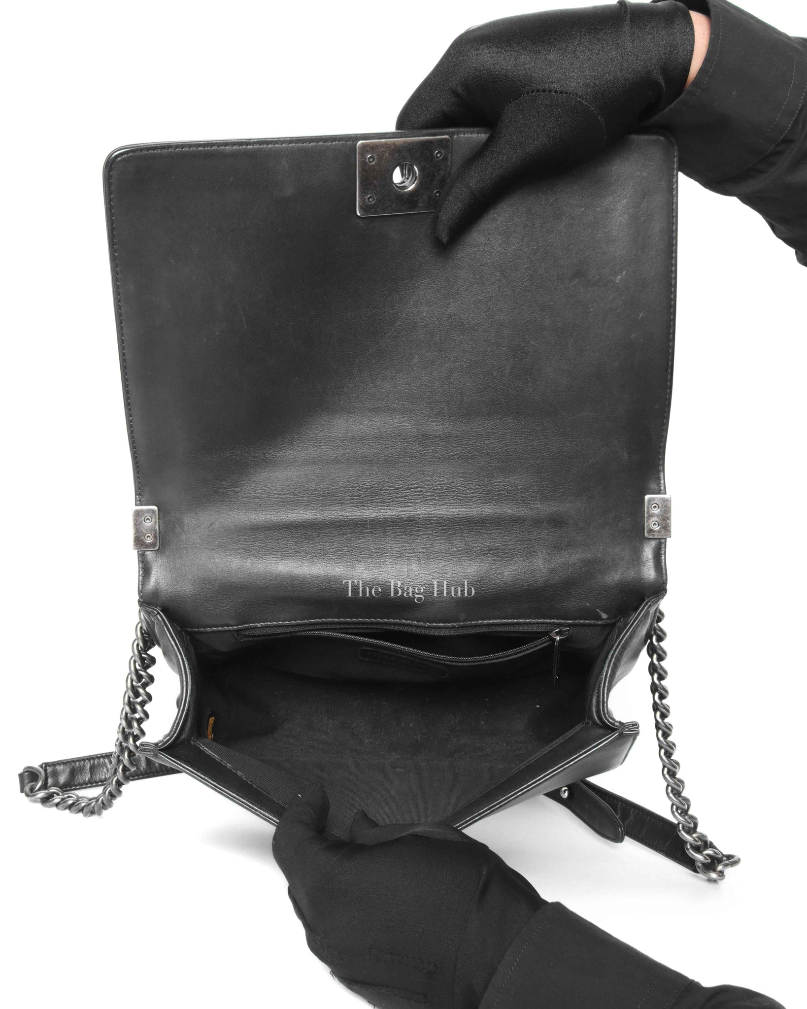 Chanel Black Lambskin Medium Boy Flap Bag RHW