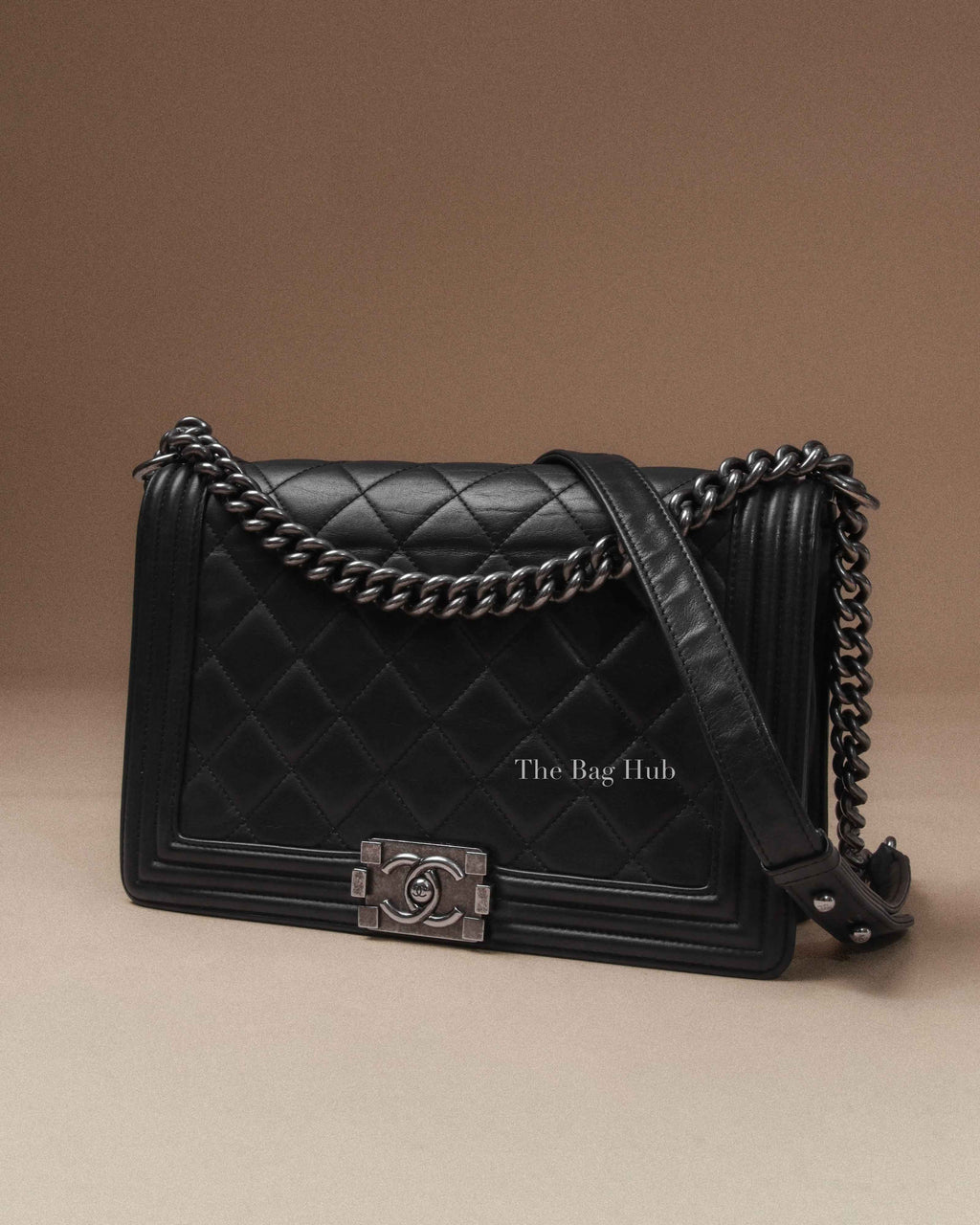 Chanel Black Lambskin Medium Boy Flap Bag RHW